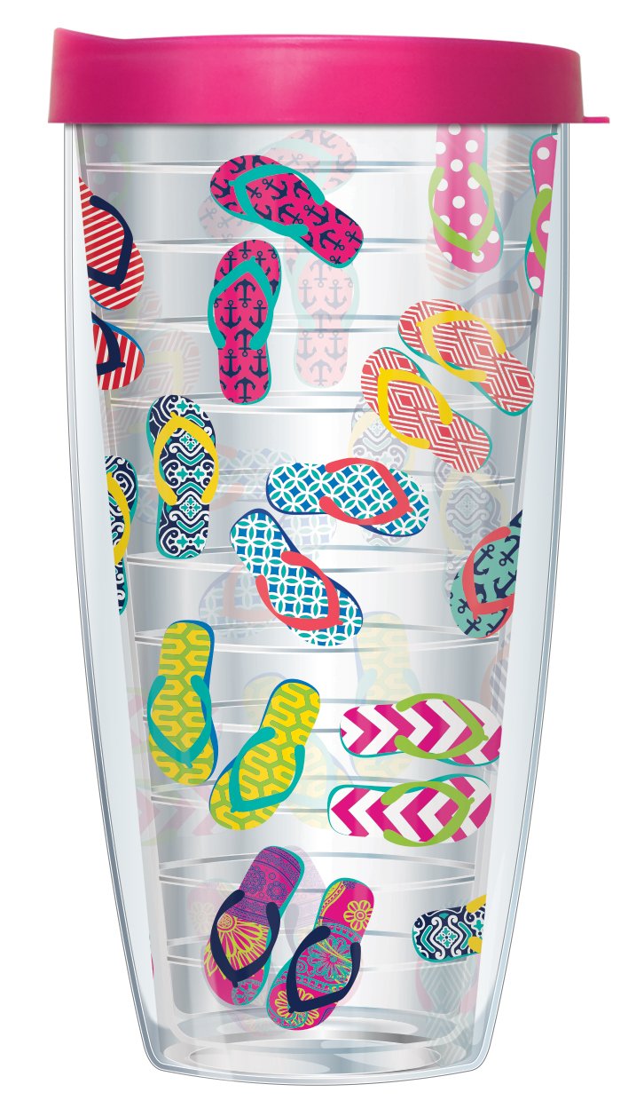 Summer Flip Flops W/Hot Pink Lid Tumbler Cup 22 Oz | Fantastic Temperature Retention, Thermal Insulated! Dishwasher And Microwav