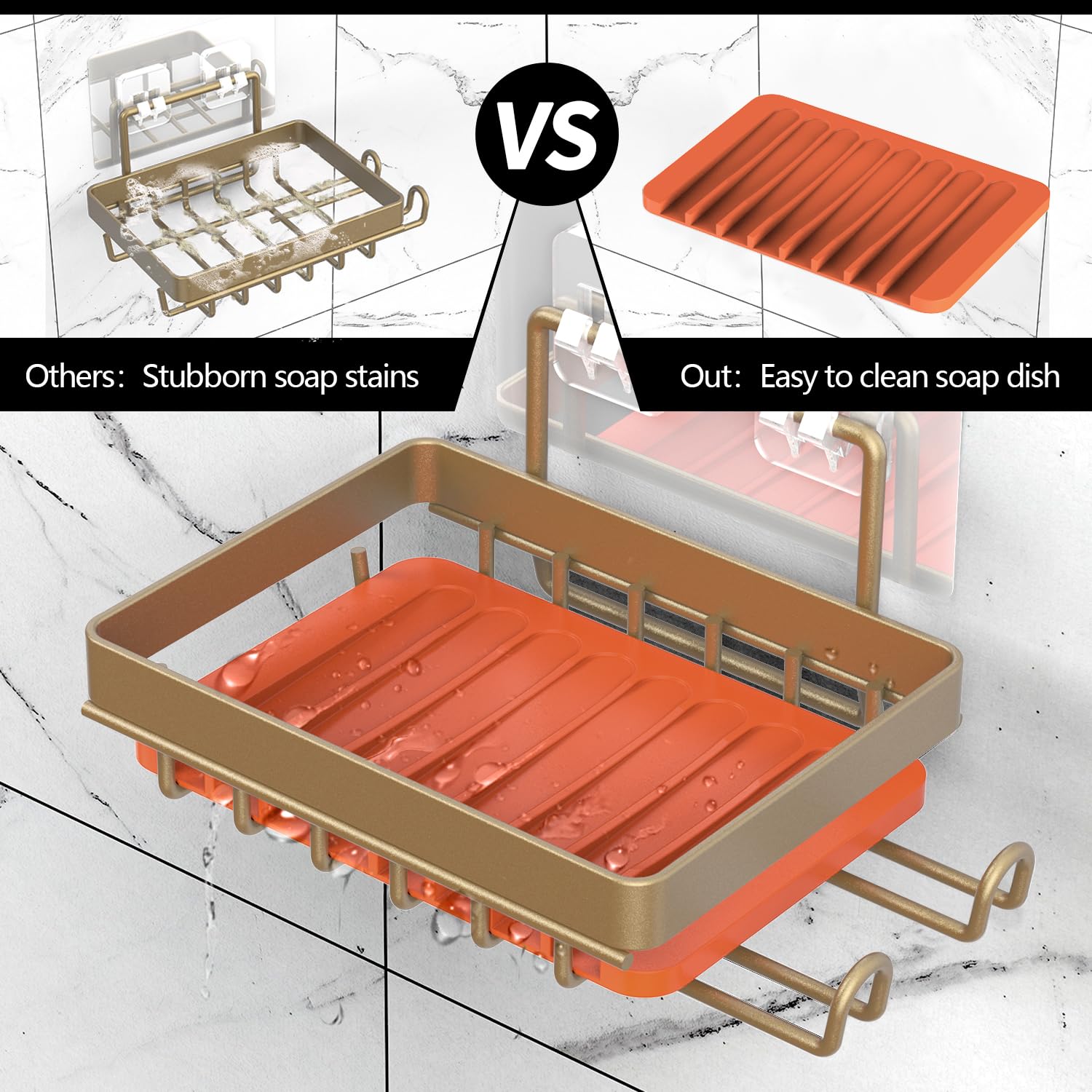 Bathdesign Shower Caddy Shelves Organizer Rack, 3 Pack Shower Caddy With Soap Holder, Shower Shelves For Inside Shower, No Drill