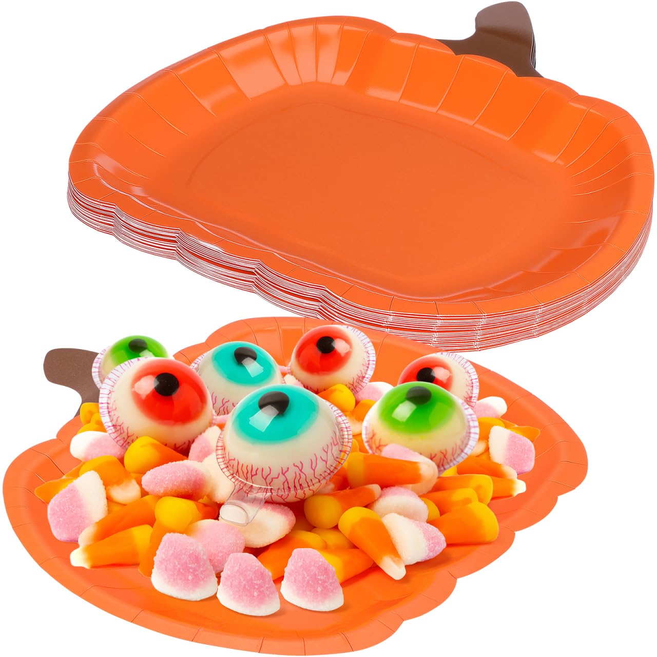 GLEAVI Halloween Pumpkin Paper Plates: 20pcs 9 Inch Orange Pumpkin Plates Disposable for Cake Dessert for Halloween Thanksgiving