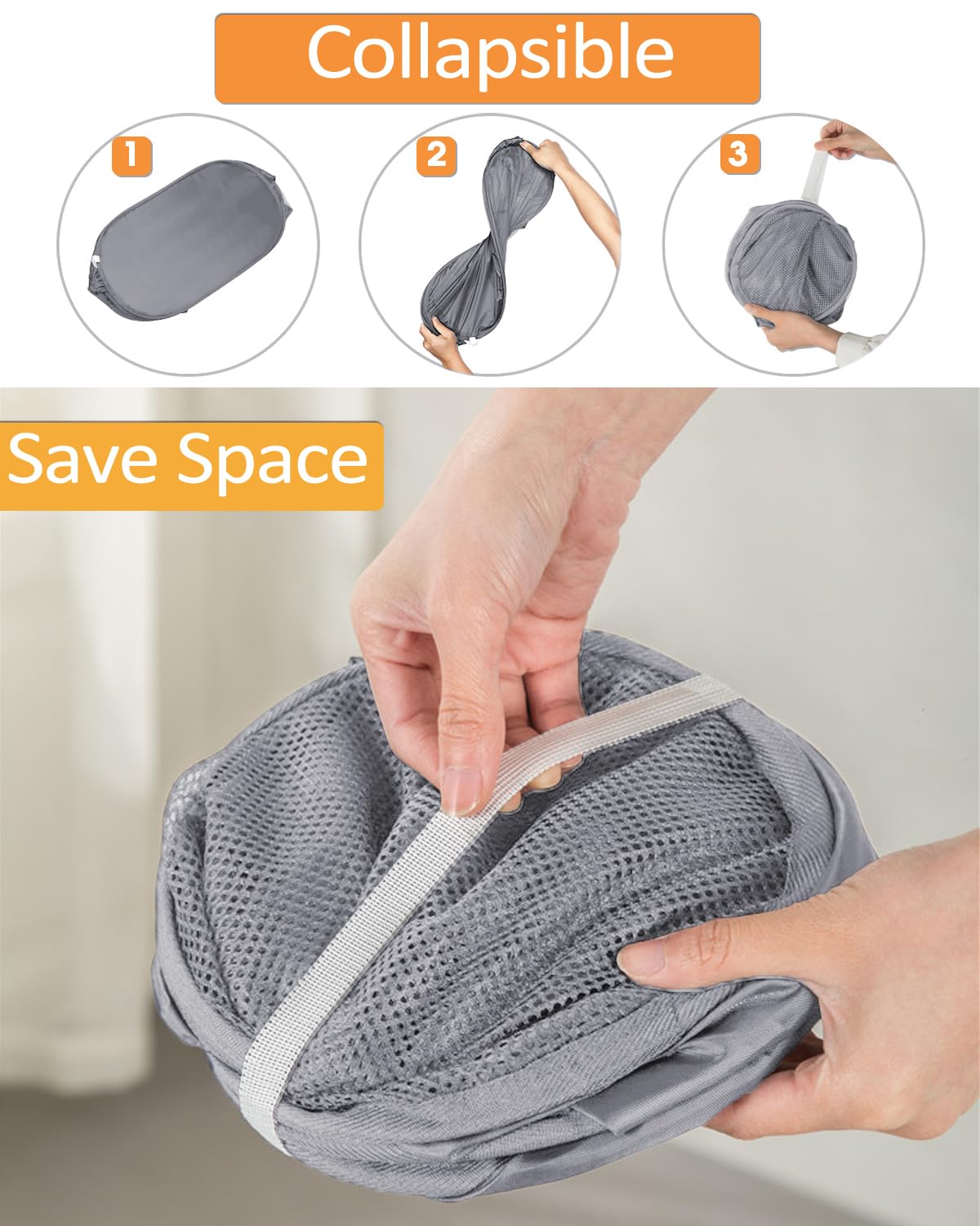 Durable Collapsible Laundry Baskets, Foldable Laundry Hamper With Side Pocket, Tear-Resistant Clothes Hampers For Bathroom, Laun