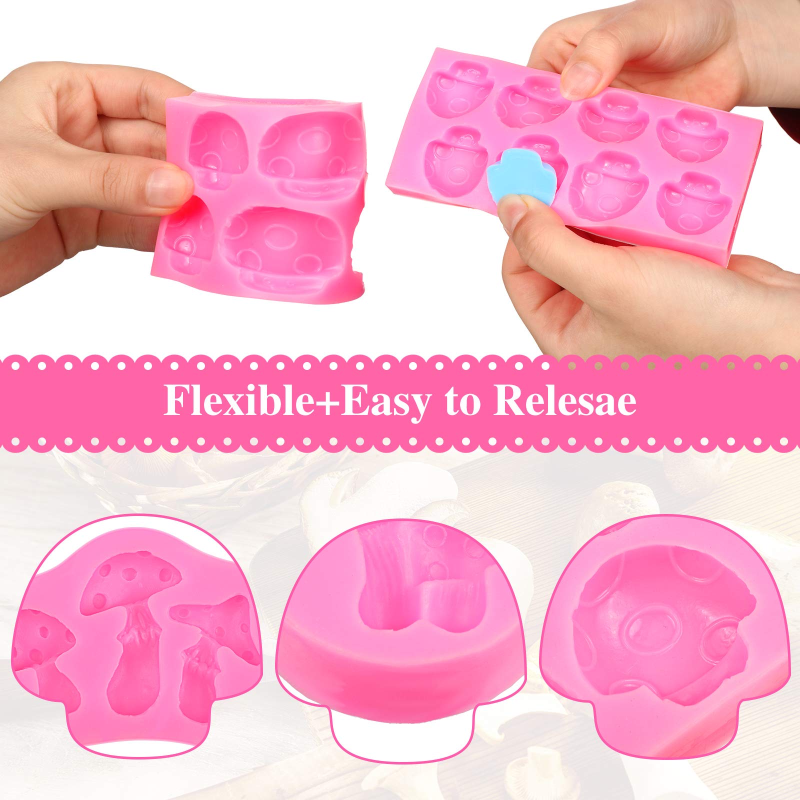 4 Pieces Mushroom Chocolate Mold Mushroom Shaped Silicone Molds Cute Mushroom Cake Candy Mould Vegetable Fondant Moulds For Choc