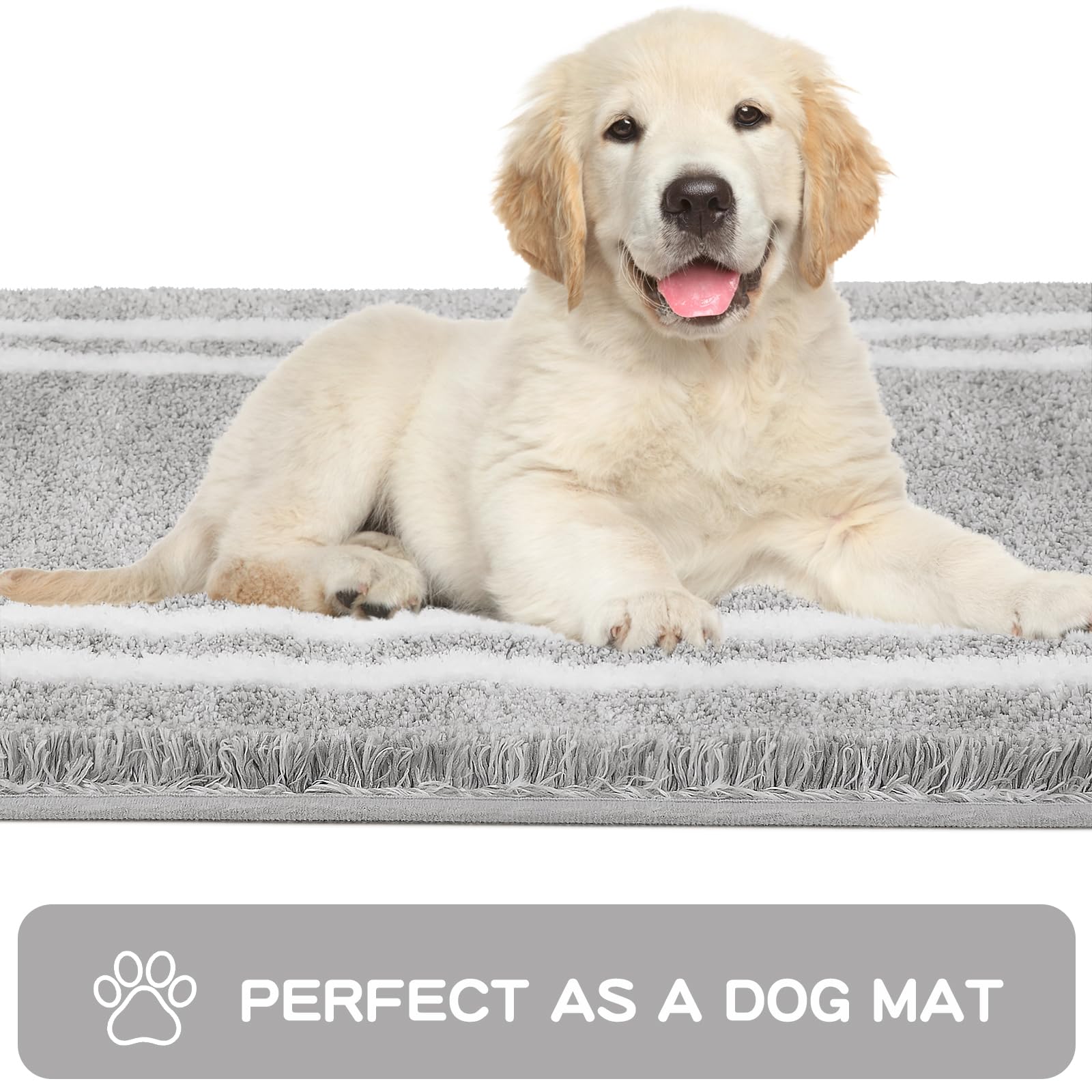 Purrugs Non-Slip Bathroom Rug 24'' X 36'' - Super Absorbent & Quick Dry Shaggy Microfiber Bath Mat, Machine Washable Plush Throw