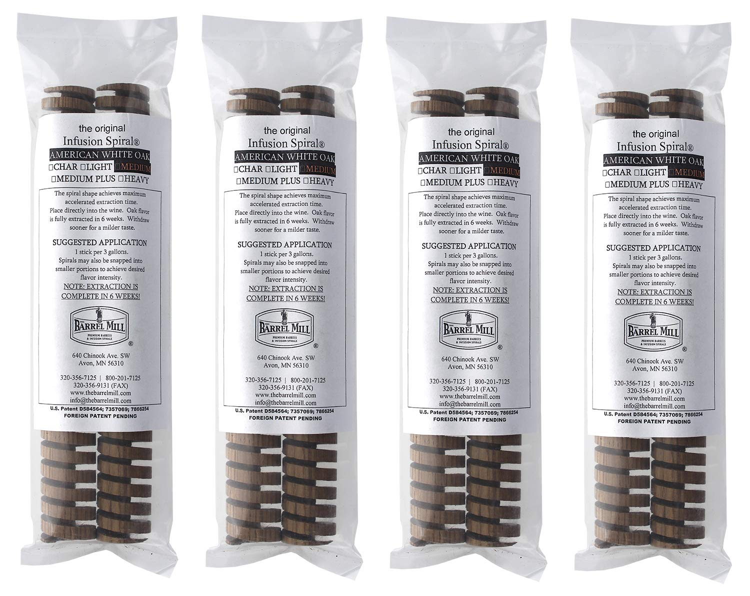 American White Oak Infusion Spirals - Medium Toast 2 Count Package X 4