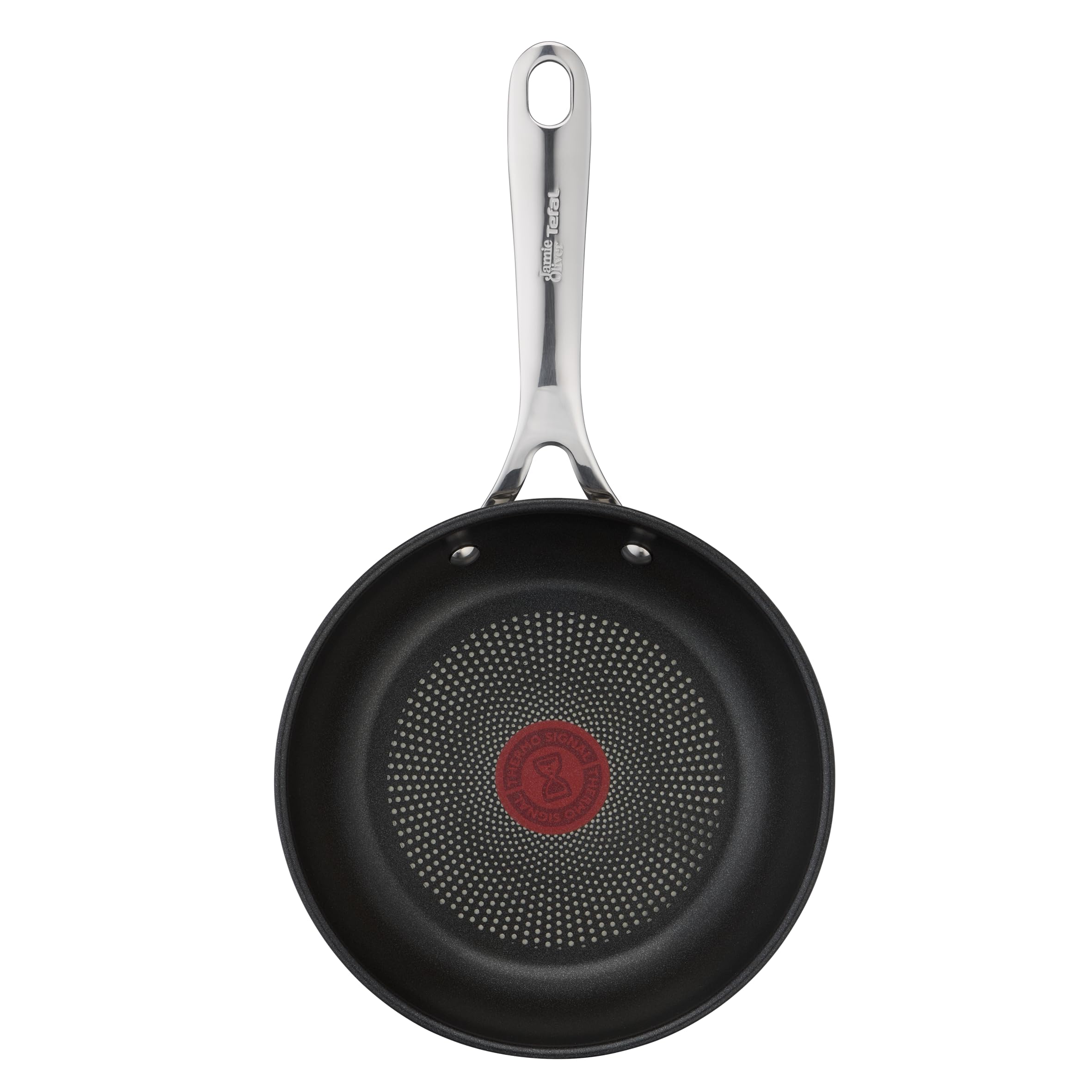 Tefal Jamie Oliver Cook's Direct Stainless Steel Frying Pan, 5 Piece Cookware Set, Non-Stick Coating, Heat Indicator, Riveted Sa