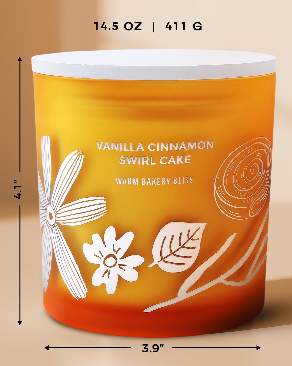 Vanilla Cinnamon Swirl Cake 3-Wick Soy Scented Candle, 14.5 oz | Highly Scented, Long-Lasting | Vanilla Cinnamon Spiced Candle f