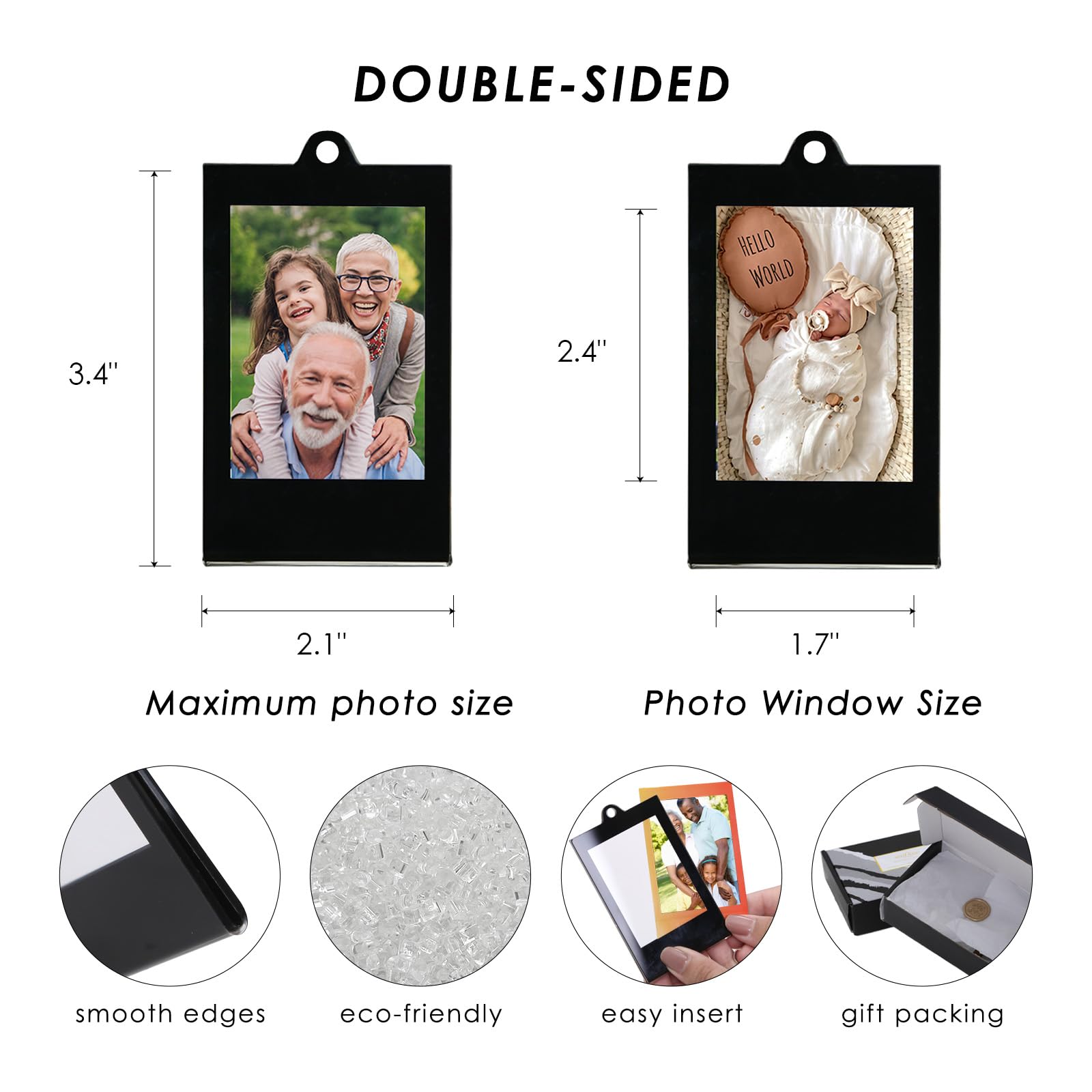 UNIQOOO 8 Set Christmas Instax Acrylic Picture Frames 8.6 * 5.4cm Fujifilm Polaroid Picture Ornaments, Blank Double-Sided Pictur