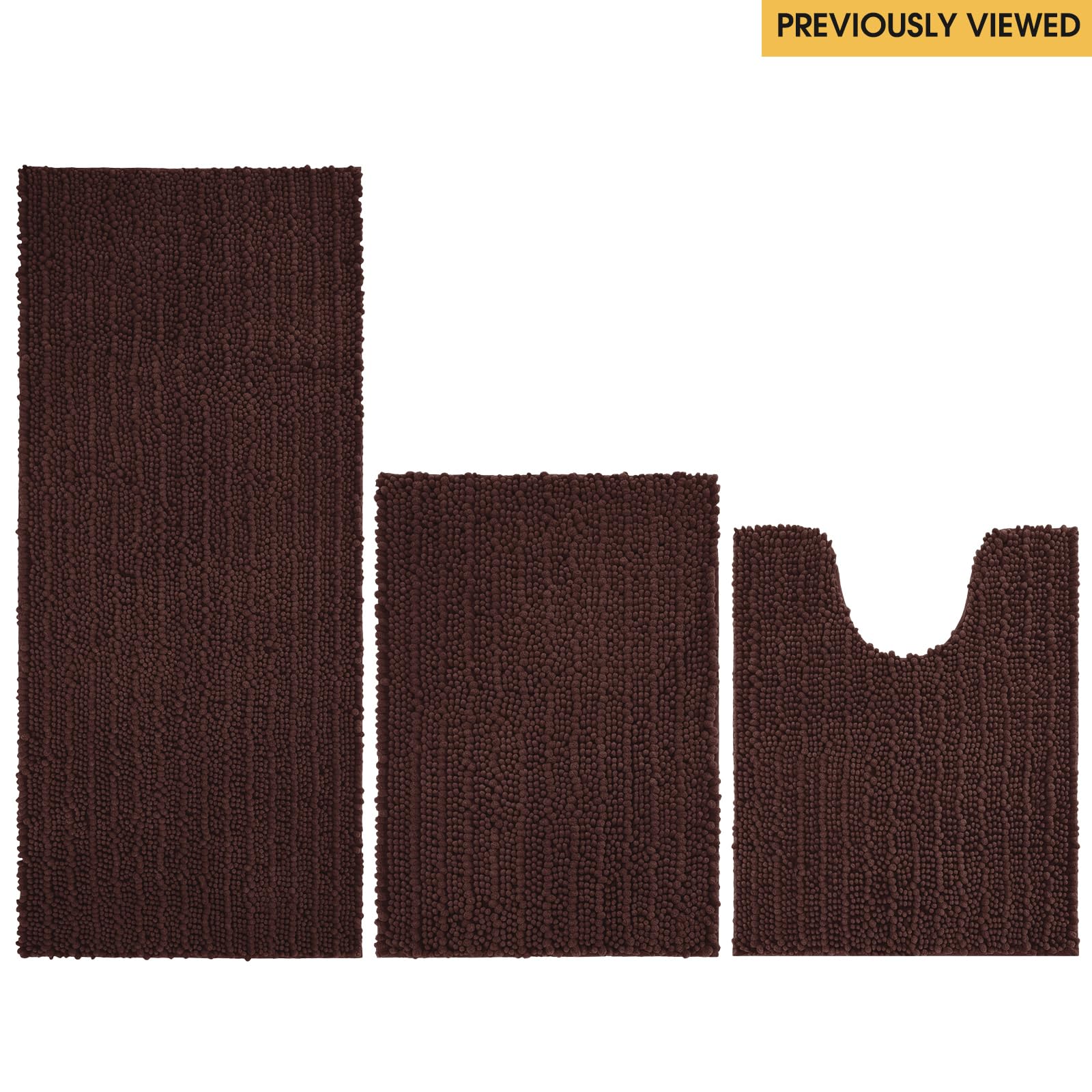 Accumtek Upgrade Extra Large Brown Bathroom Rug Set 3 Pieces Ultra Soft, Thick Absorbent Bath Mats, Non Slip Chenille Toilet Mat