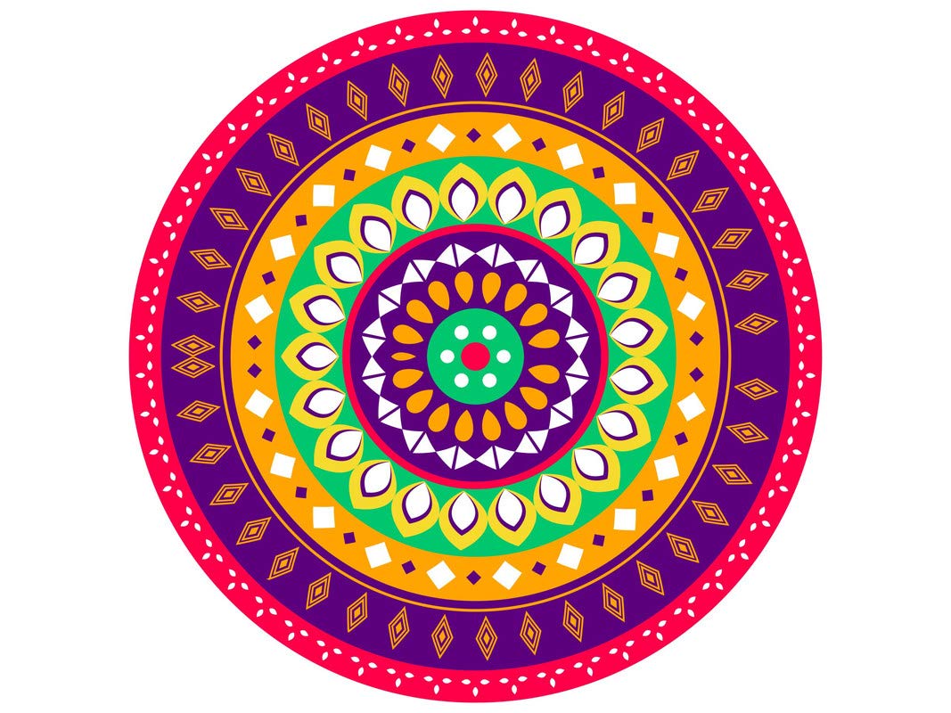 Divinedesigns Red Colorful Rangoli Sticker (Size :- 16 X 16 Inch)