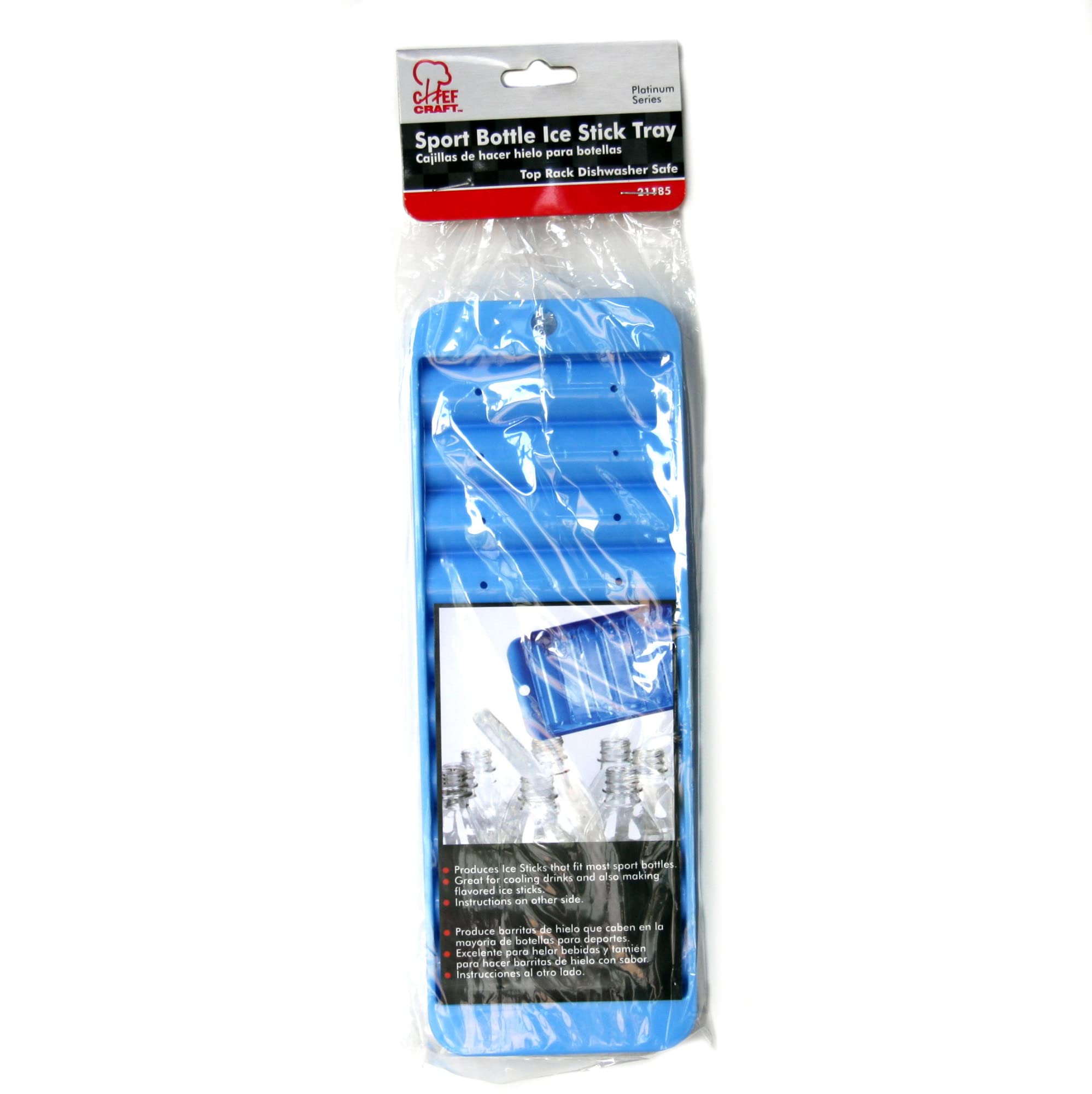 Chef Craft Select Plastic Sports Bottle Ice Cube Tray, 10 Ice Sticks 9.5 Inches In Length, Blue