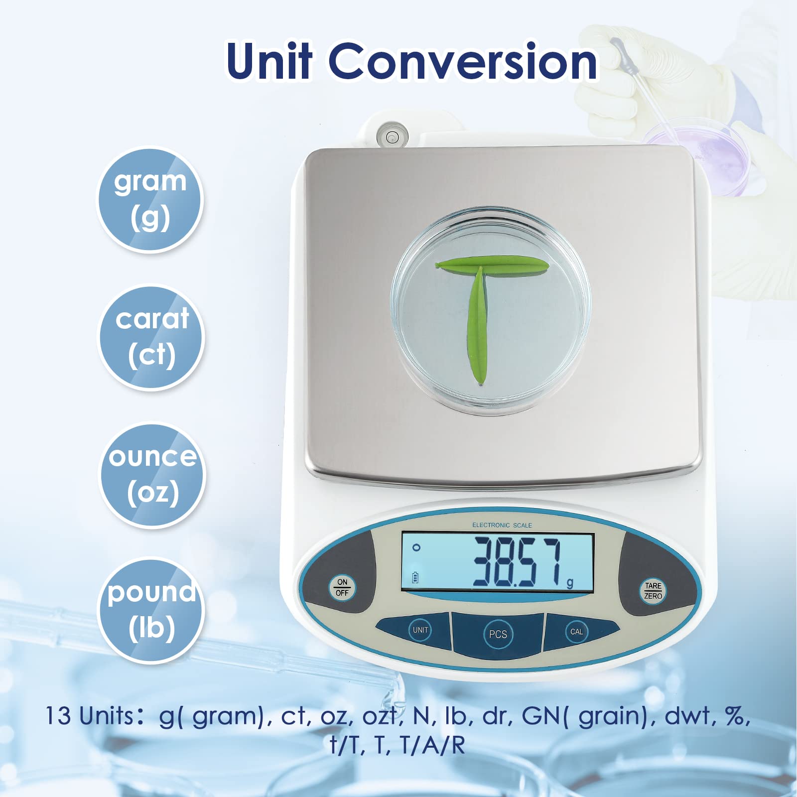 cgOLDENWALL Precision Lab Scale Digital Analytical Balance Laboratory Balance Jewelry Scale Scientific Scale 001g Accuracy 110V (5000g  001g)