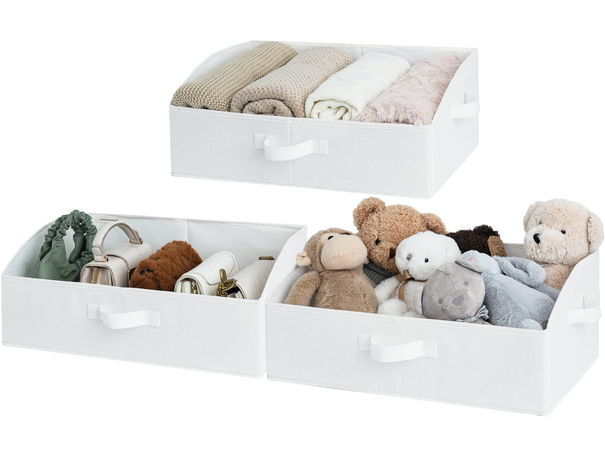 Storageworks Closet Storage Bins, Trapezoid Storage Box, Foldable Closet Baskets And Bins For Shelves, Polyester Canvas Bins, Wh