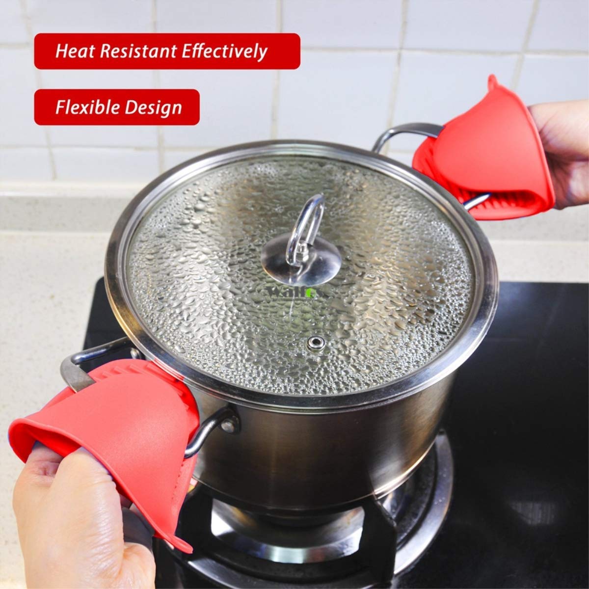 Imike Silicone Mini Oven Mitts,Cooking Mitts Pinch Grips Pot Holder Baking Oven Microwave Hand Clips,3-Pair