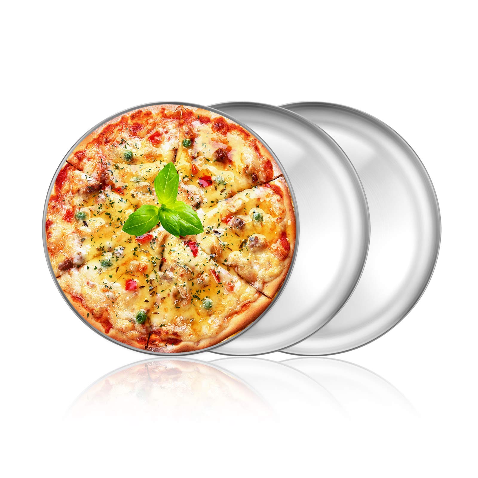 Deedro Pizza Baking Pan Pizza Sheet, 10 Inch Stainless Steel Pizza Tray Round Pizza Oven Pan For Home Restaurant Pizzeria, Nonto