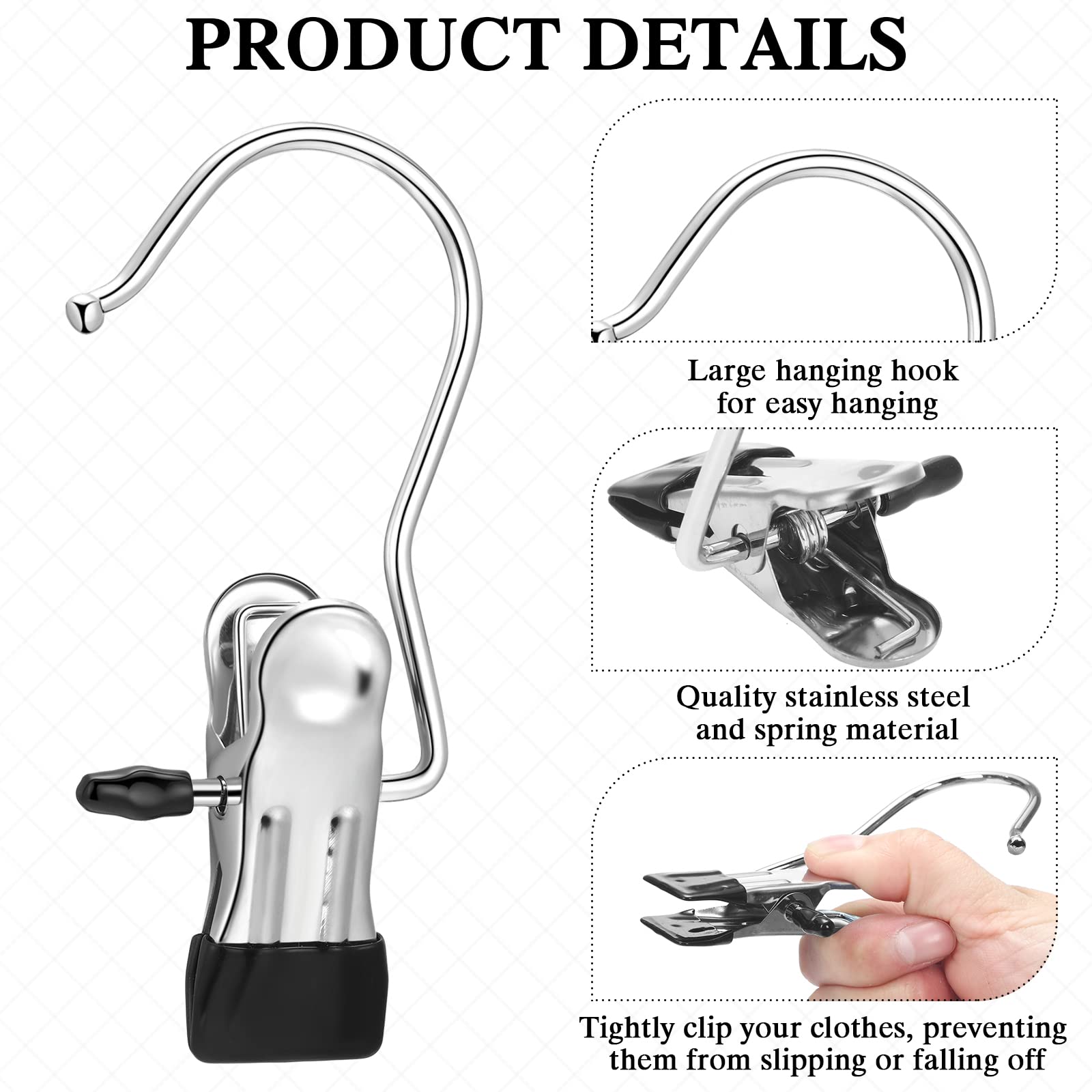 150 Pcs Boot Hangers Clips Laundry Hooks Hanging Stainless Steel Clothes Pins Portable Clip Hangers For Closet Travel Socks Pant