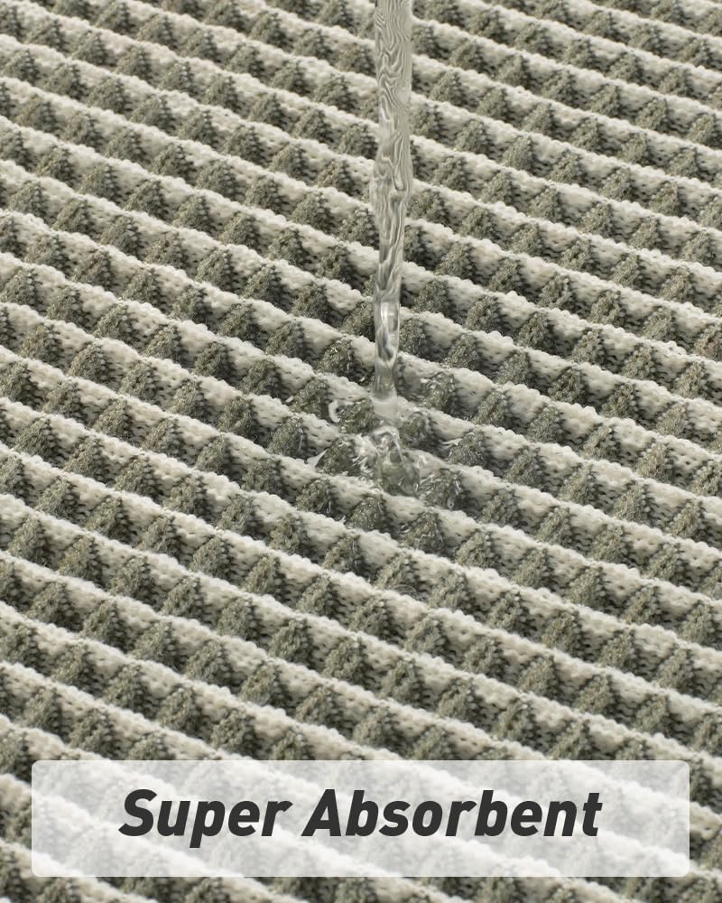 AMOAMI Upgraded Waffle Runner Rug Super Absorbent Non Slip Bath Mats for Bathroom Machine Washable Bathroom Runner Rug with Tass