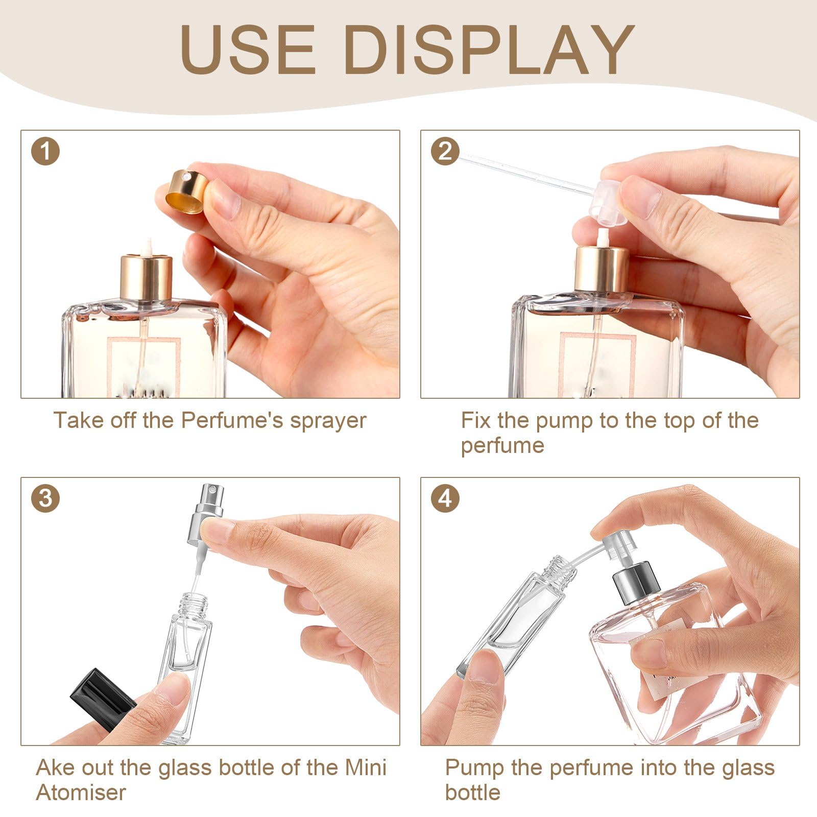 Domensi 90 Pcs Perfume Bottle 10 Ml Glass Cologne Spray Bulk Empty Refillable Small Travel Perfume Atomizer Bottle With Pump Too