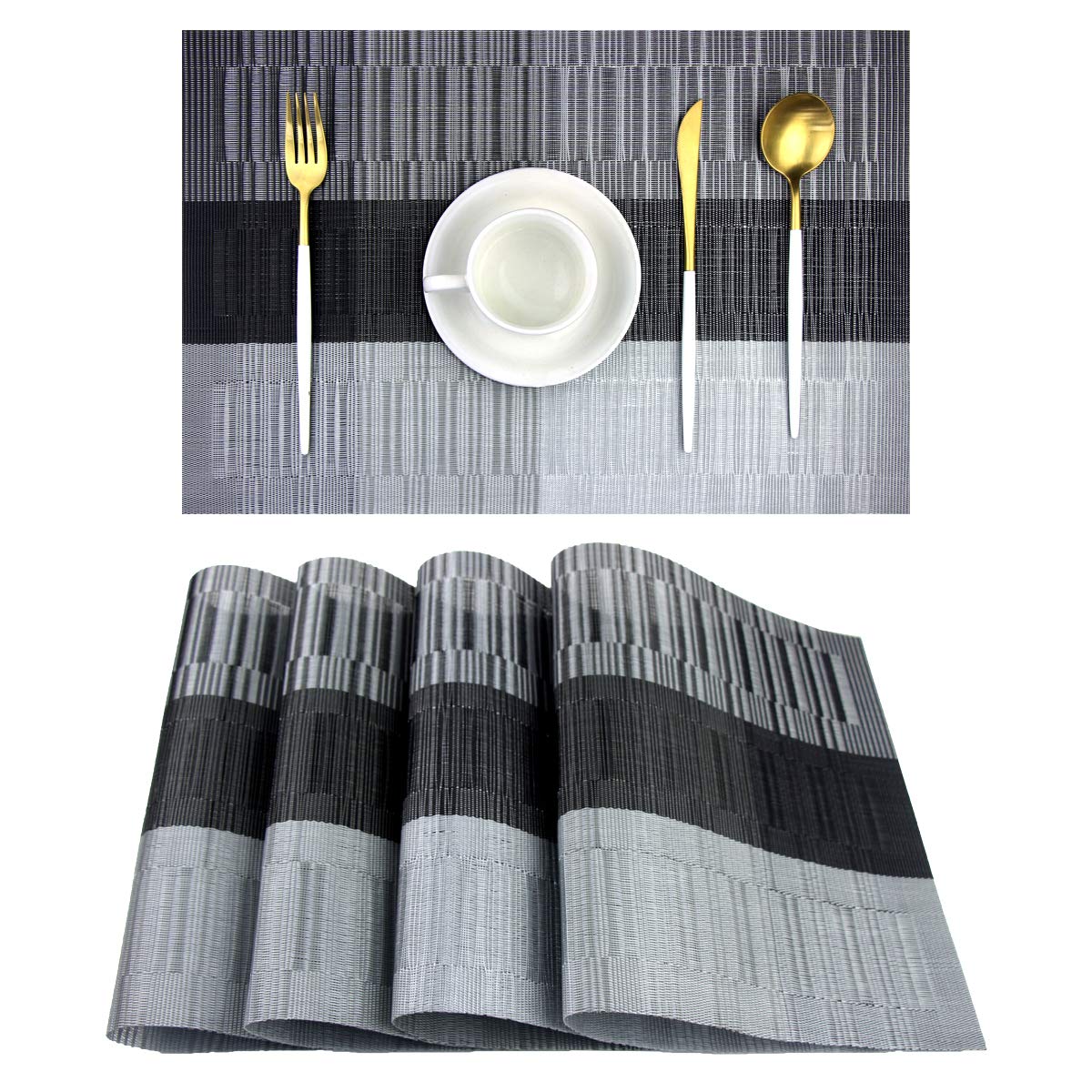 Pigchcy Christmas Placemats Snowflake Woven Heat Resistant Placemats Washable Easy To Clean Table Mats For Dining Room And Decor