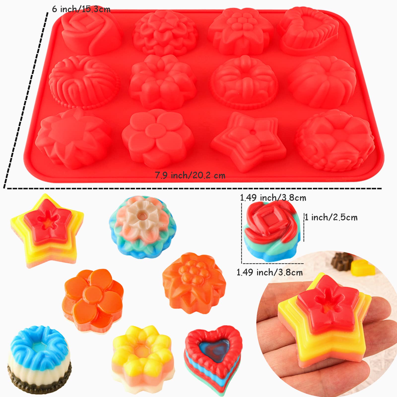 Shaped Chocolate Molds Flower Silicone Molds Heart Shaped Molds Five-Pointed Star Silicone Bakeware Mold Flower Heart Shaped Diy