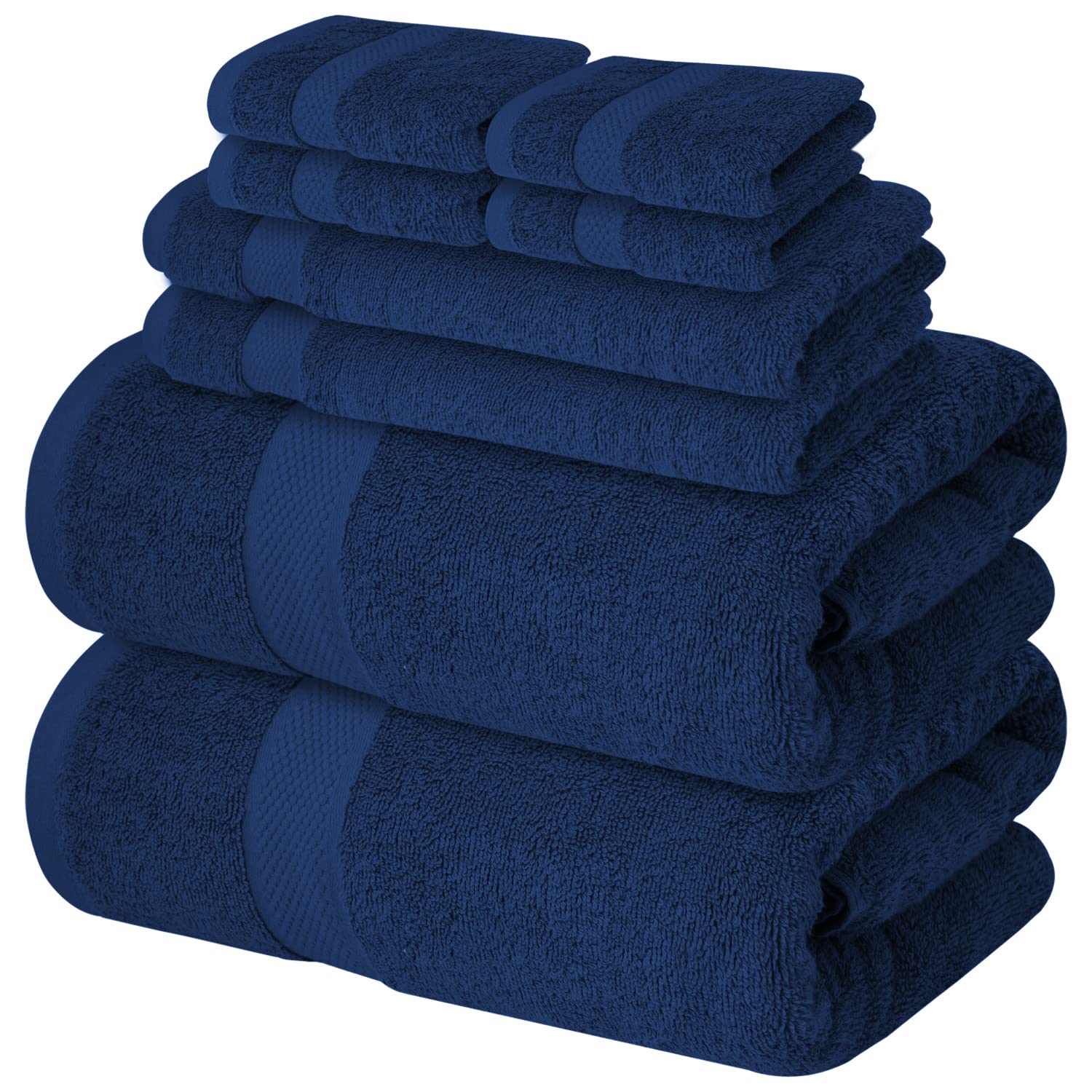 Infinitee Xclusives Premium Navy Bath Towel Set For Bathroom - [Pack Of 8] 100% Cotton Bathroom Towel Set - 2 Bath Towels, 2 Han