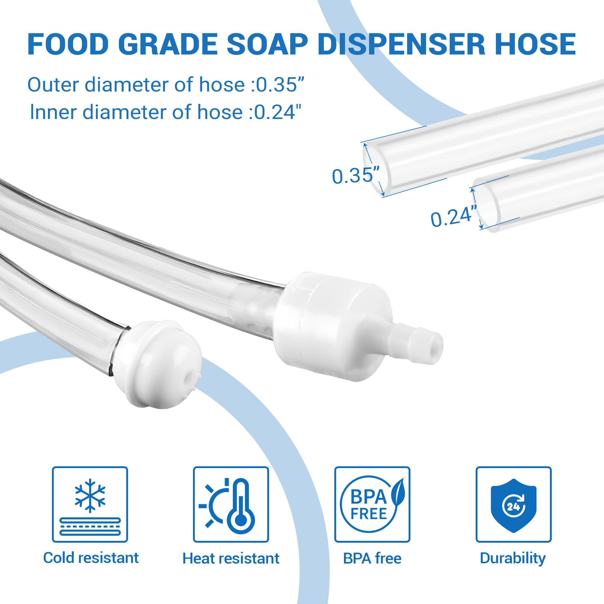 Dish Soap Dispenser For Kitchen Sink And Tube Kit (Brushed Nickel), 47 Tube Connects Pump Directly To Soap Bottle, Stainless Ste