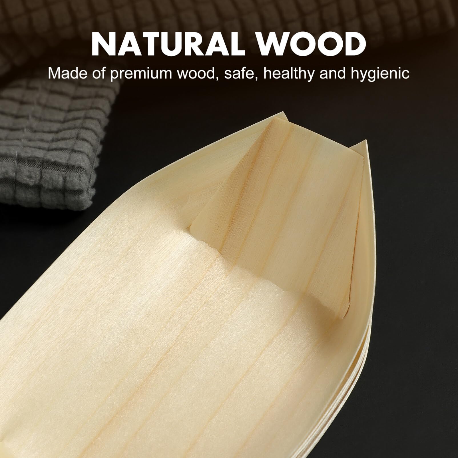 Hemoton 100pcs Disposable Bamboo Sushi Boats, Biodegradable Wooden Boat Serving Tray, 5.5x3.14x1.57 inches, 100 Pieces, for Sush