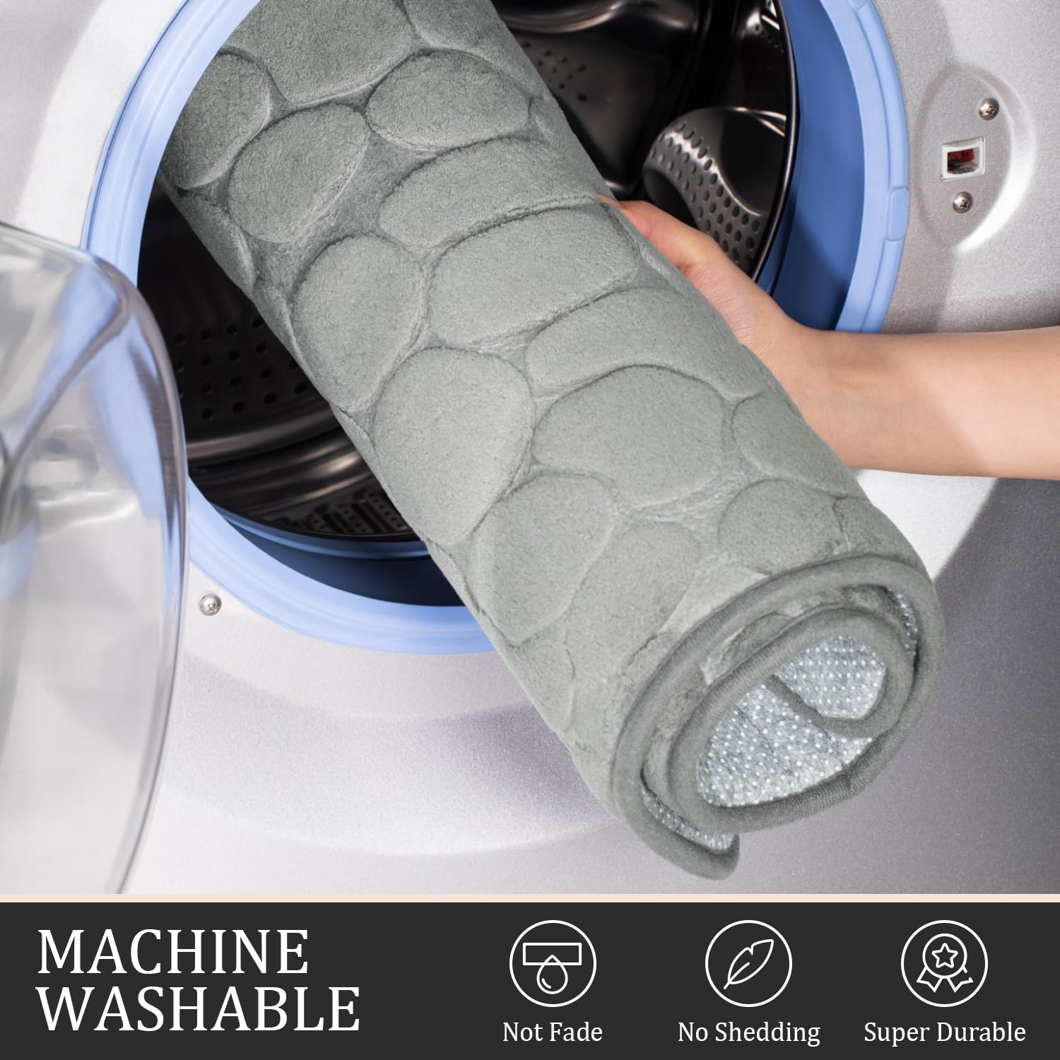 Yihouse Bathroom Rugs Sets 3 Piece, Cobblestone Memory Foam Bathroom Mats Set Extra Thick, Non Slip Bath Mats For Bathroom, Wate