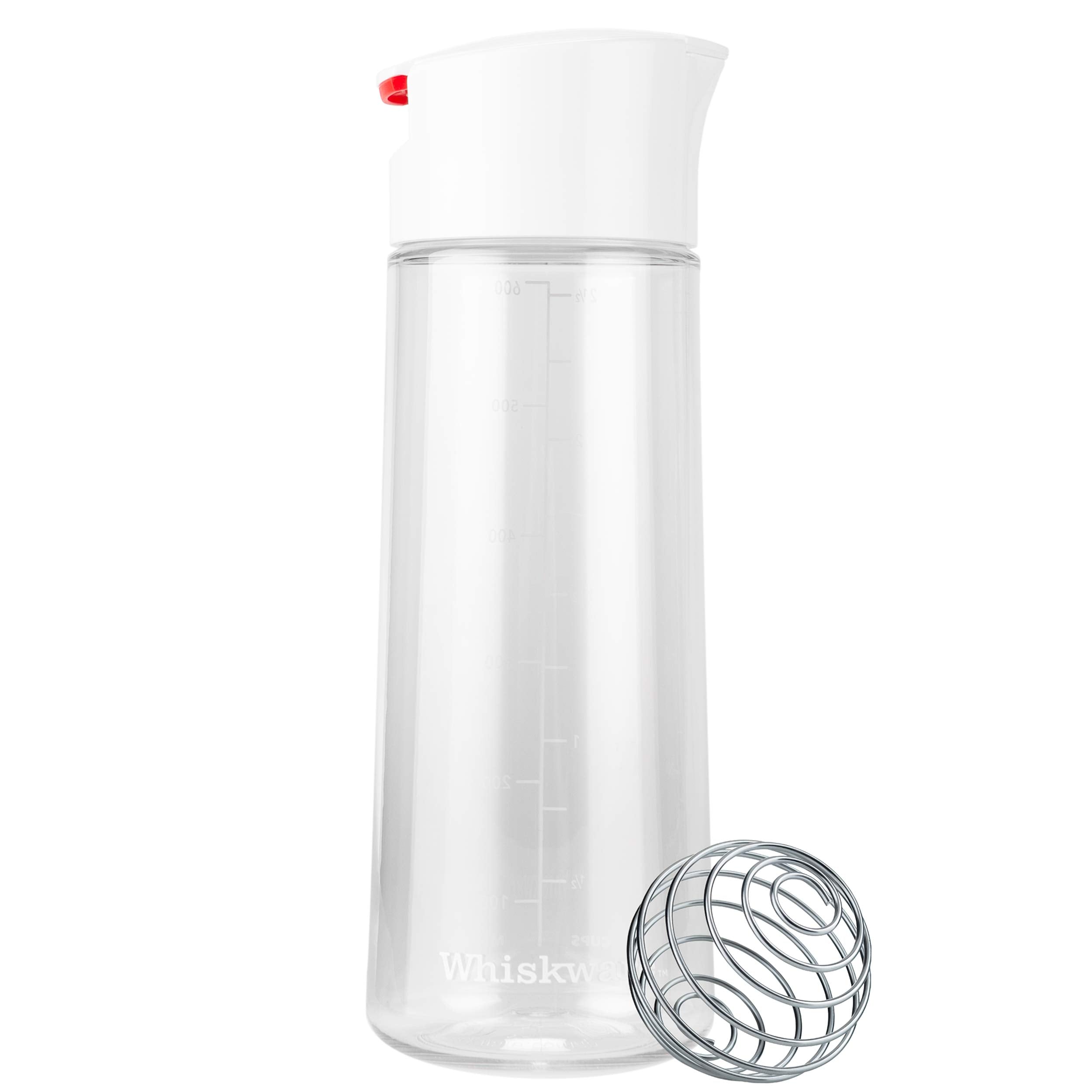 Whiskware Tritan Plastic Blenderball Whisk Leak Proof Salad Shaker Bottle For Fresh, Homemade Dressings, 2.5 Cups, White