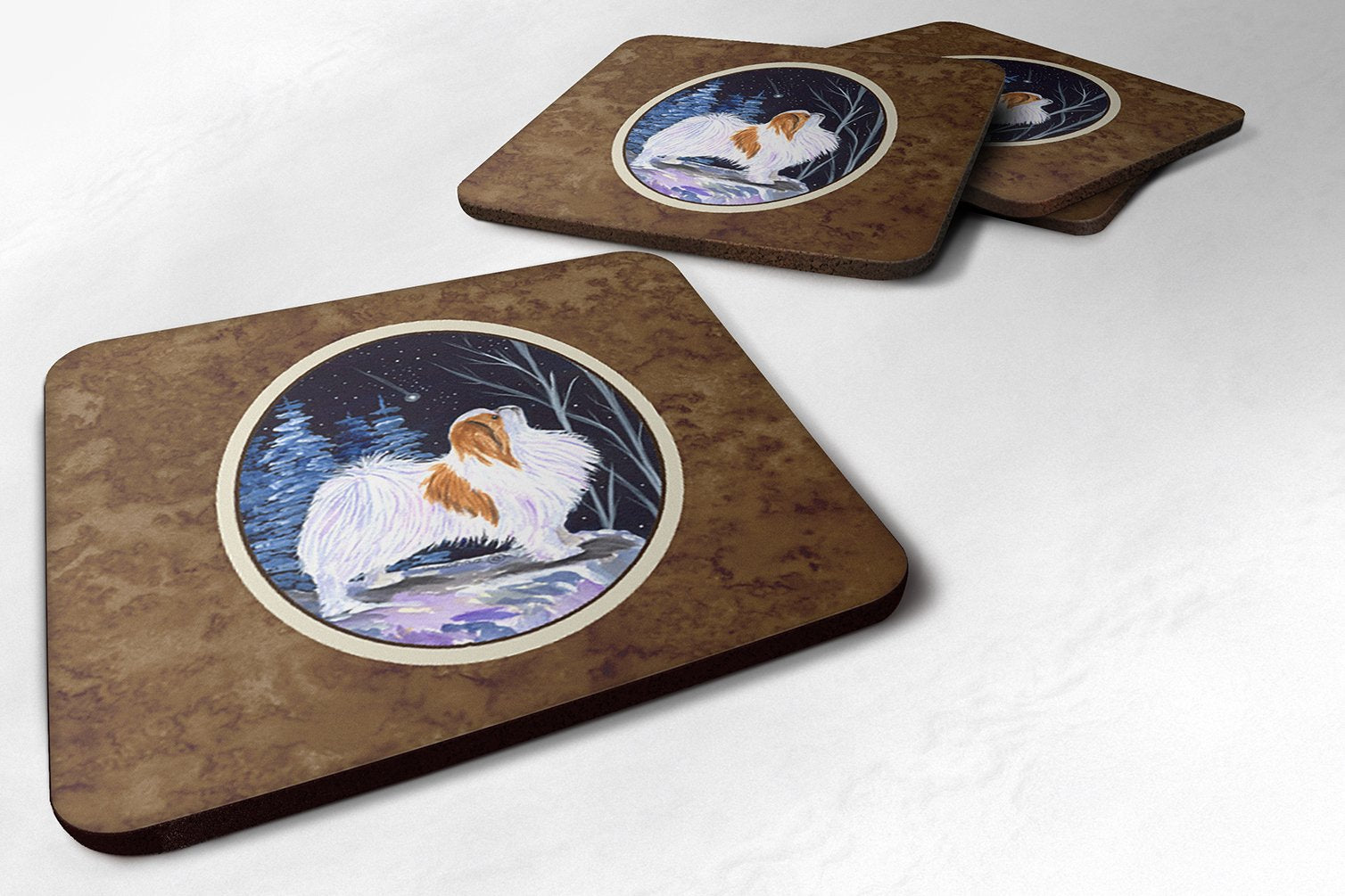 Carolines Treasures Starry Night Japanese Chin Foam Coasters Set of 4 (Set of 4), 3.5 H x 3.5 W, Multicolor