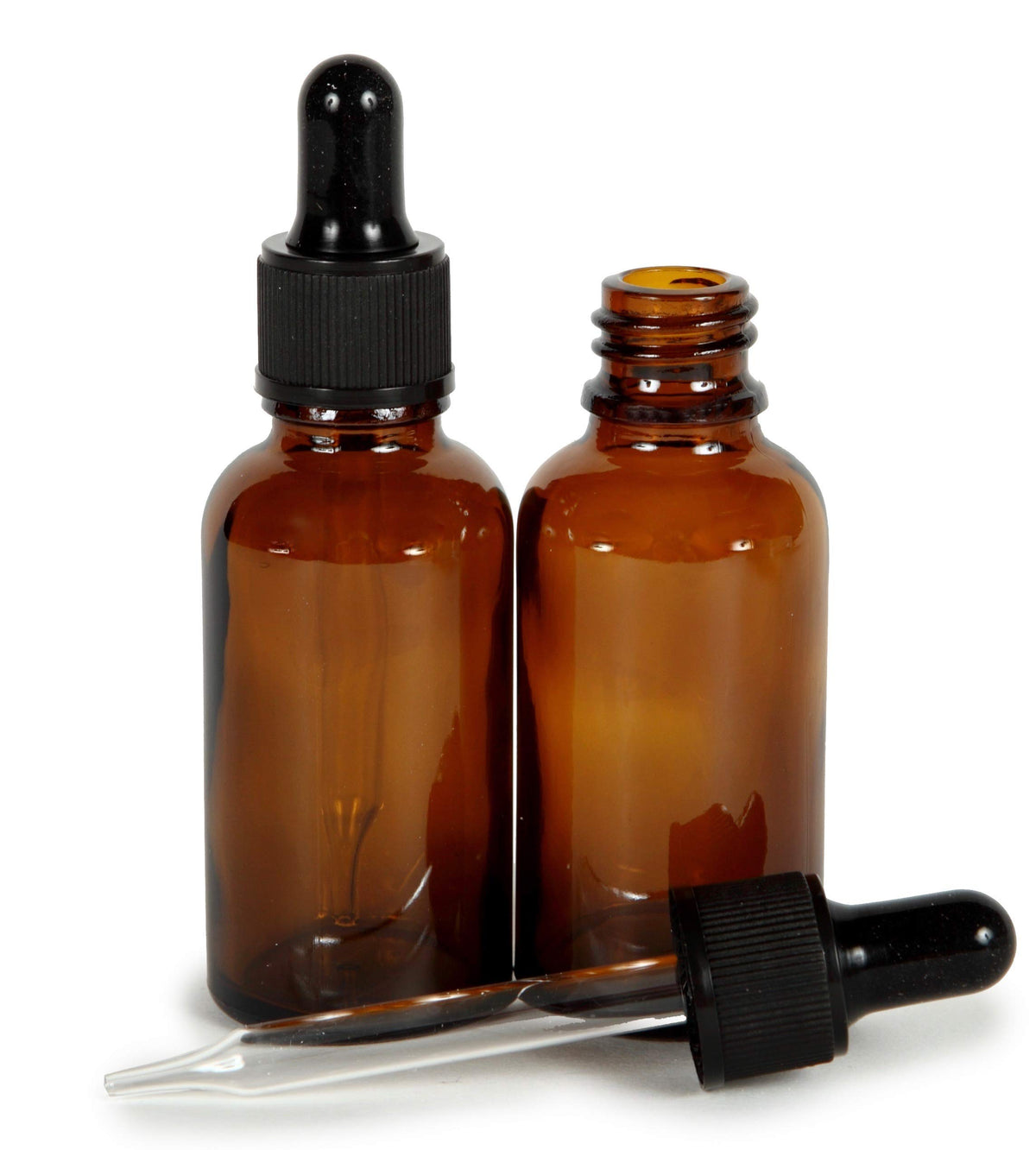 Vivaplex, Amber, 4 Oz Glass Bottles, With Glass Eye Droppers - 2 Pack