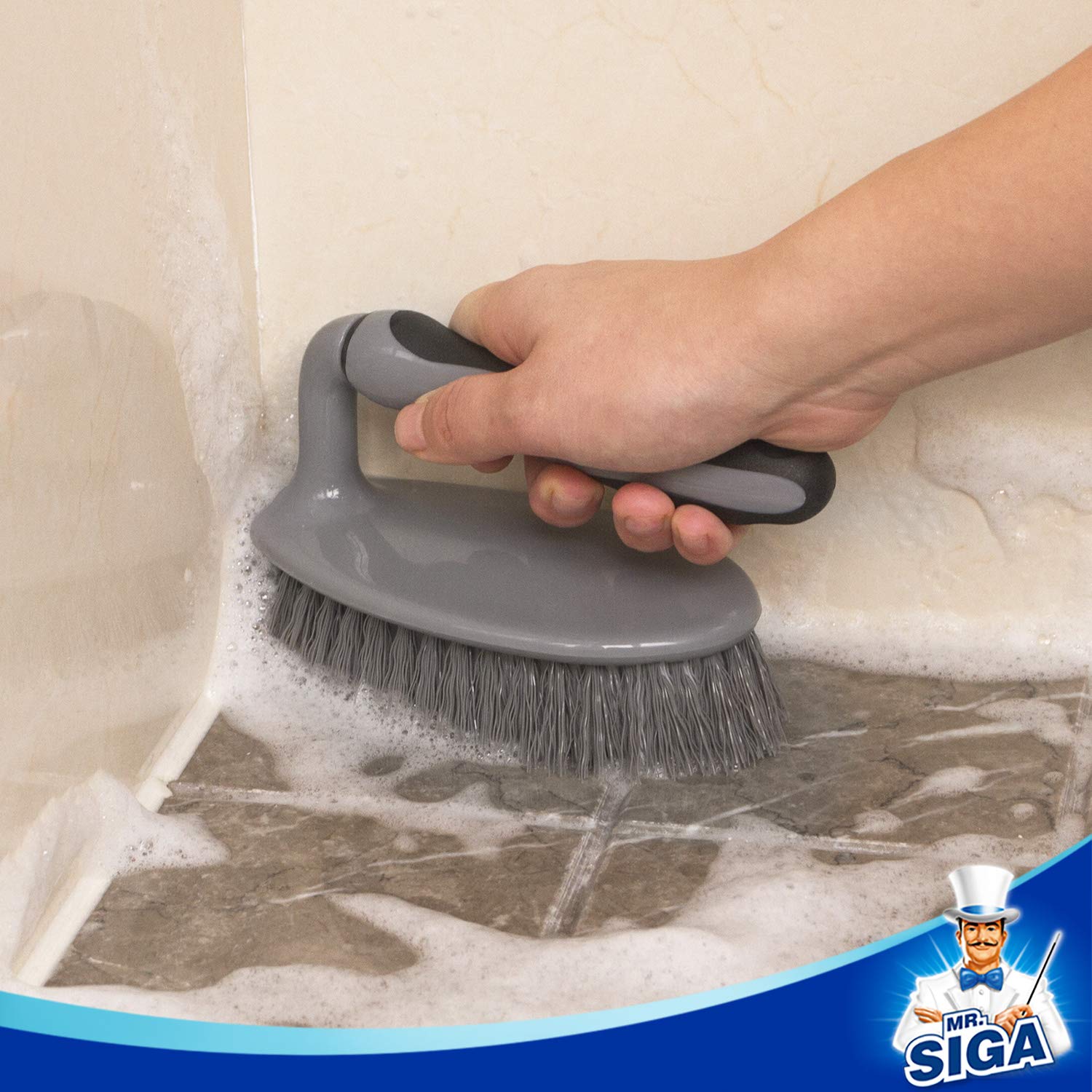 MRSIgA Heavy Duty Scrub Brush with comfortable grip  cleaning Brush for Bathroom  Shower  Sink  Floor  2-Pack