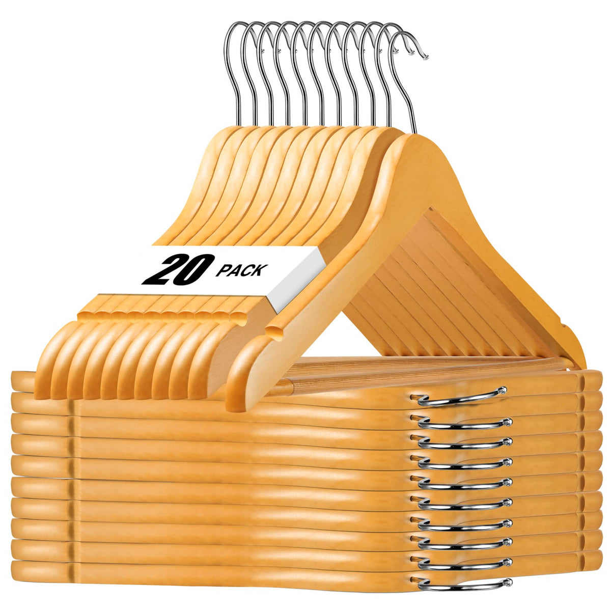 House Day Wooden Hangers 20 Pack Wood Clothes Hangers Smooth Finish Wooden Coat Hangers For Closet Heavy Duty Hangers Solid Wood