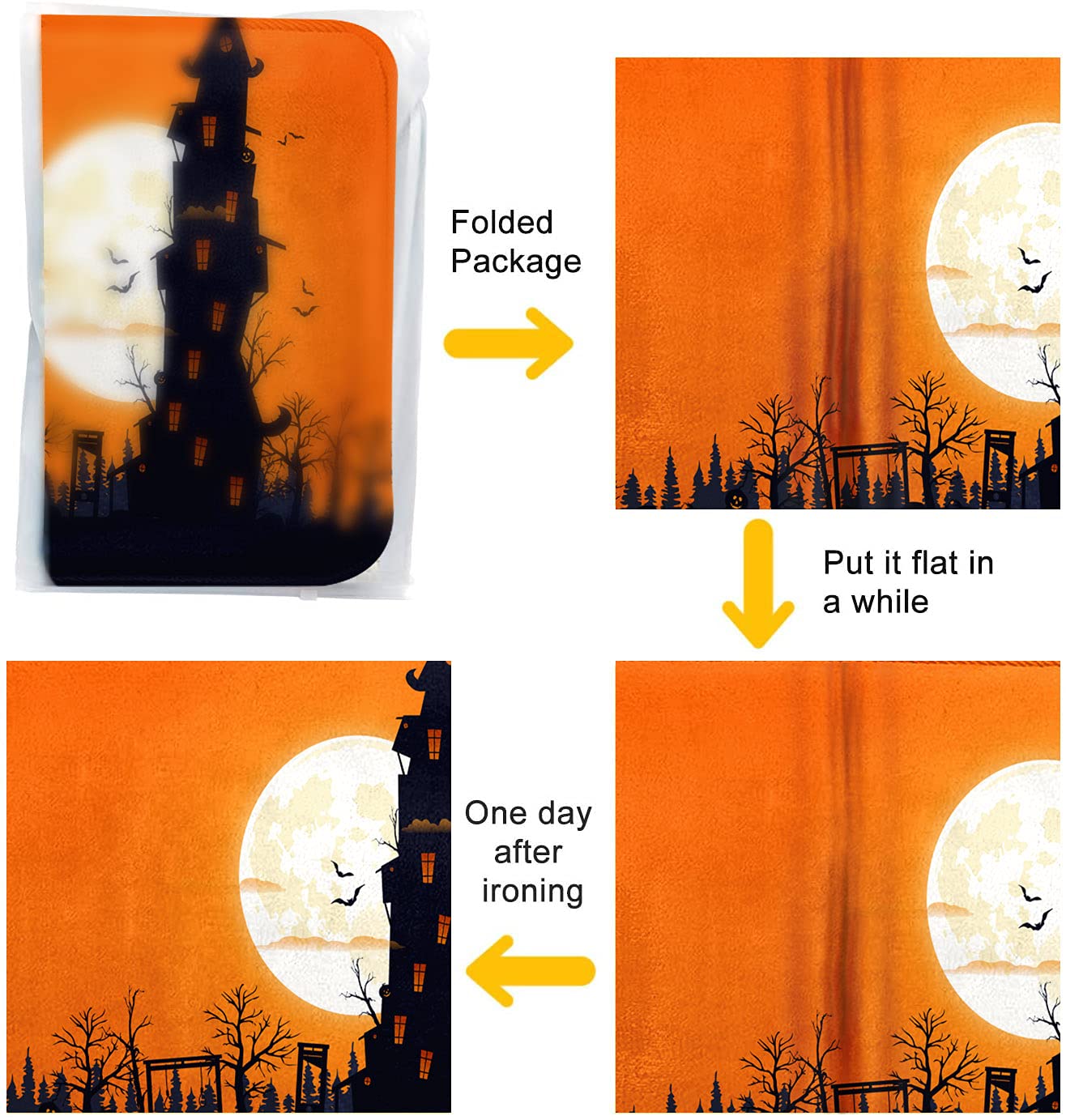 Britimes Bath Mat for Bathroom, No Slip, Halloween Theme Orange Washable Cover Floor Rug Carpets Floor Mat Bathroom Decorations
