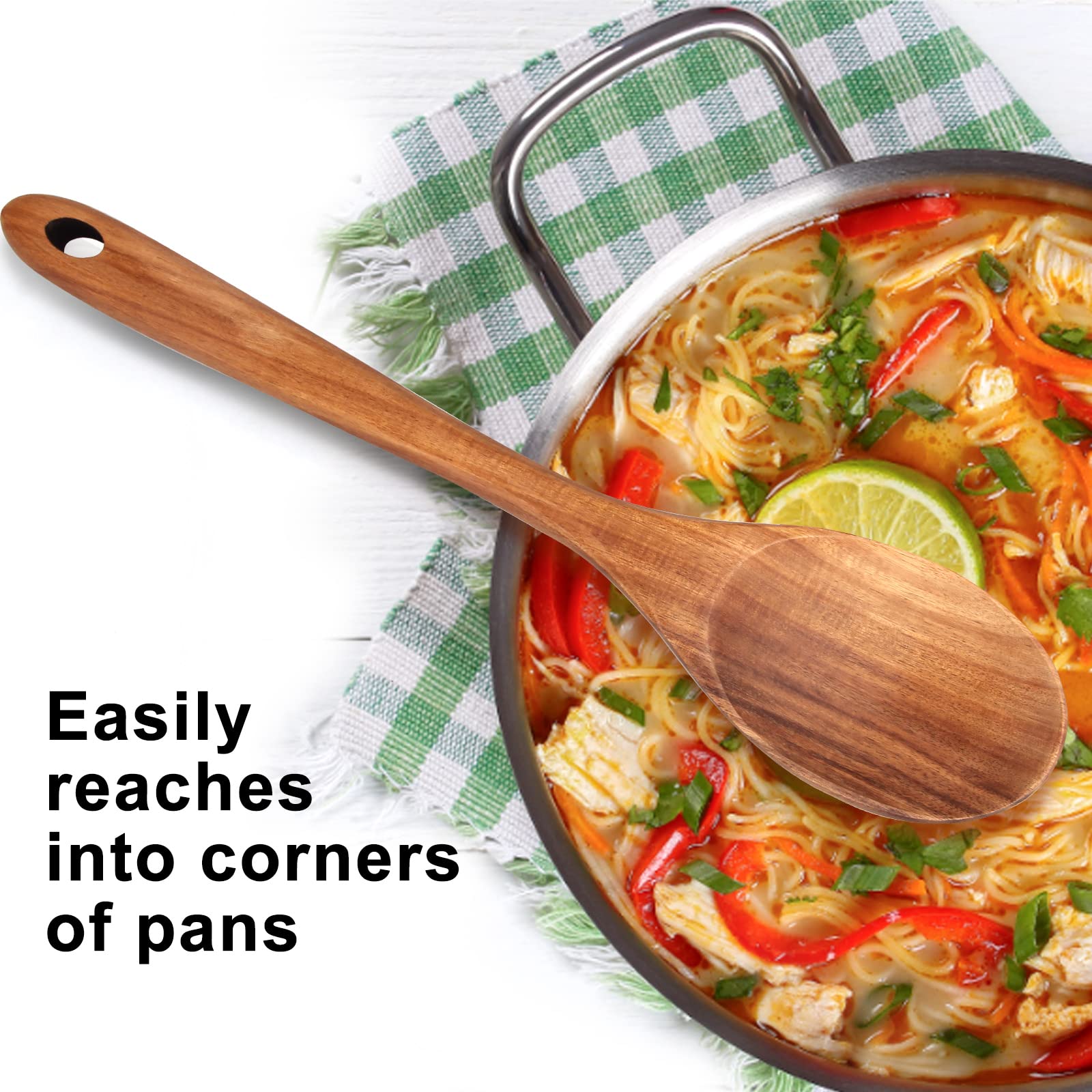 14 Inch Large Wooden Spoon For Cooking Mixing Spoon Serving Spoons Big Non Stick Wood Spoon Spatula Long Handle Spoon Stirring C