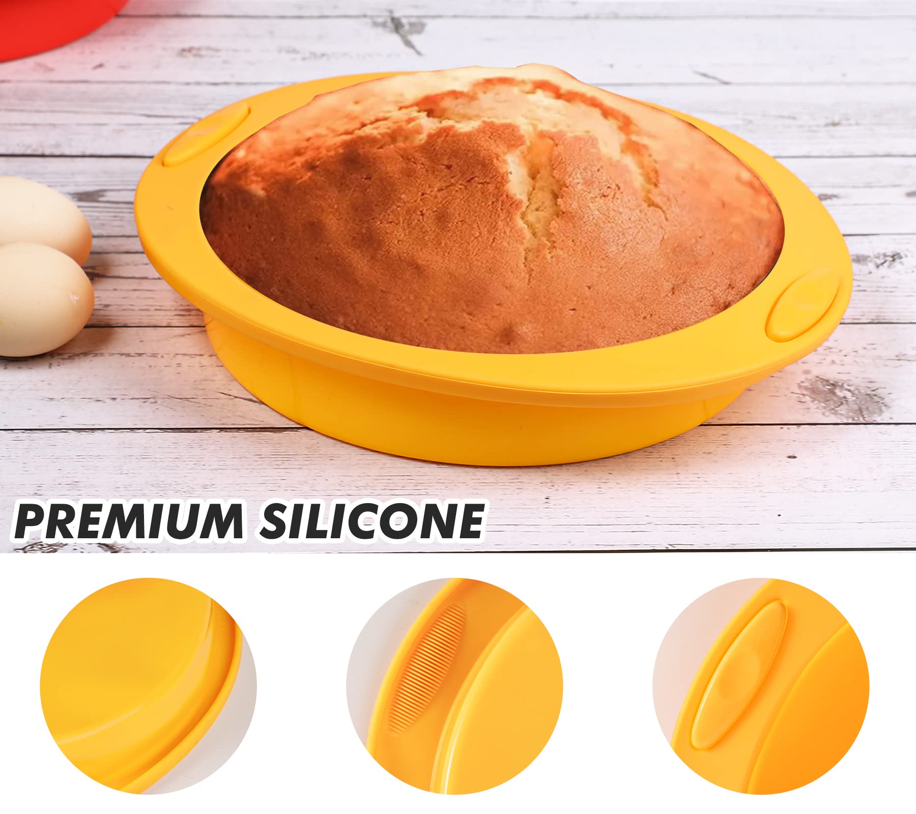 Webake 9 Inch Round Cake Pan Silicone Cake Mold Layer Cake Baking Pan Set Of 2 For Brownie,Cake,Bread,Pie And Lasagna