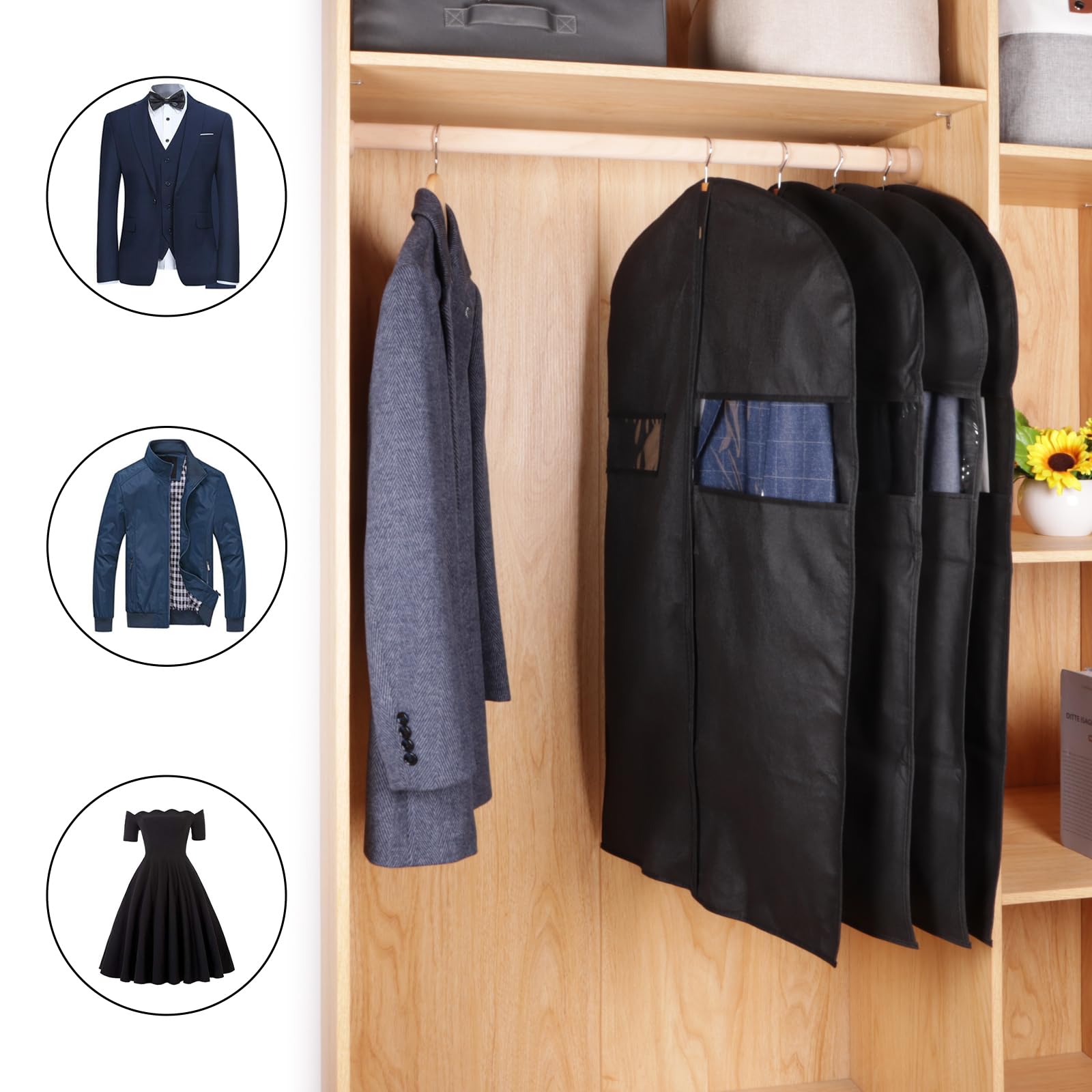 Keegh 40'' Suit Bags Garment Bags For Hanging Clothes(Set Of 20), Suit Cover Bag For Men, Suit Bags For Closet Storage Or Travel