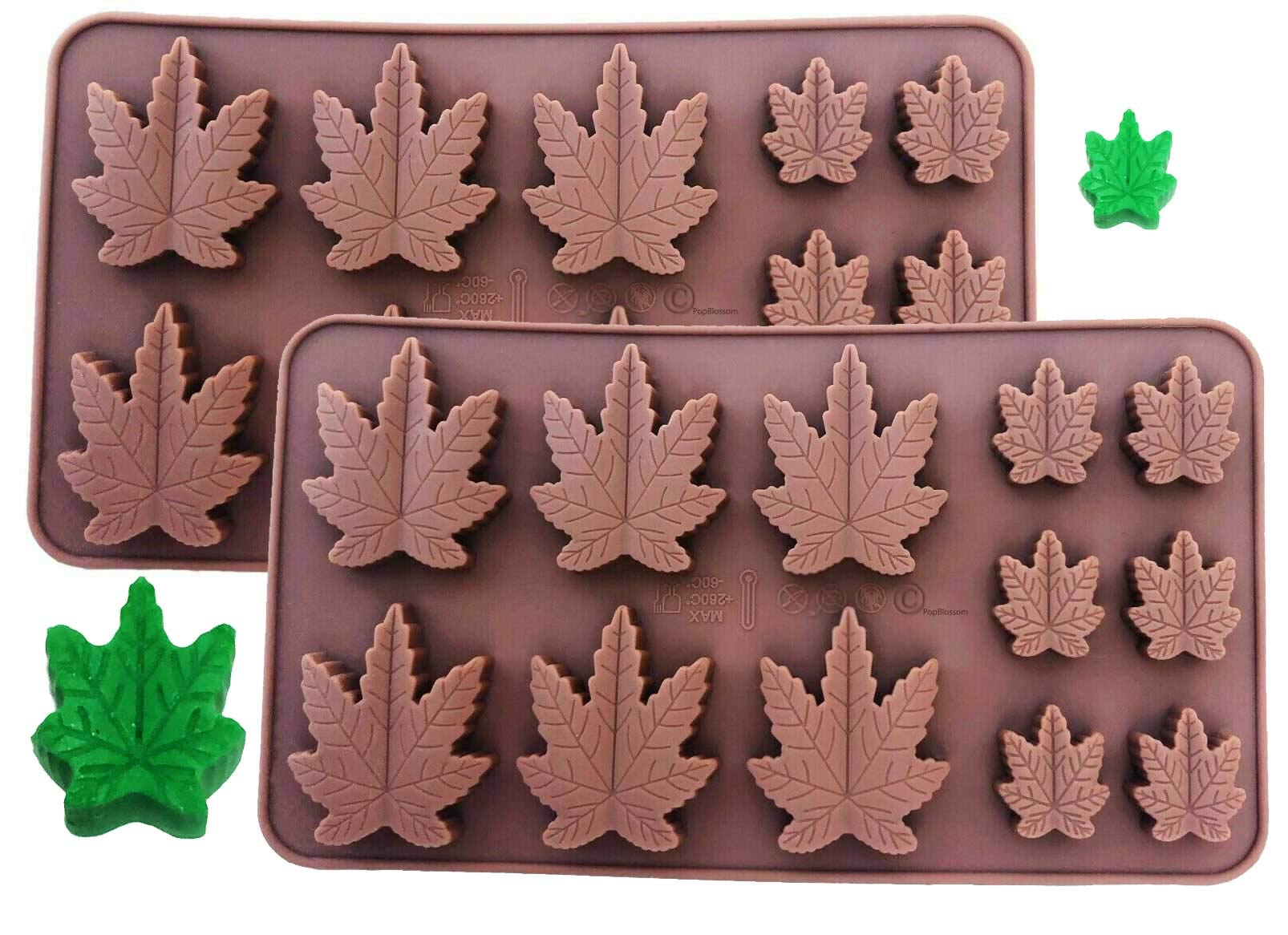 Set Of 2 X Silicone Lollipop Gummy Brownies Hard Candy Edible Leaf Mold Ice Cube Chocolate Soap Candle Tray Party Maker (Brown (