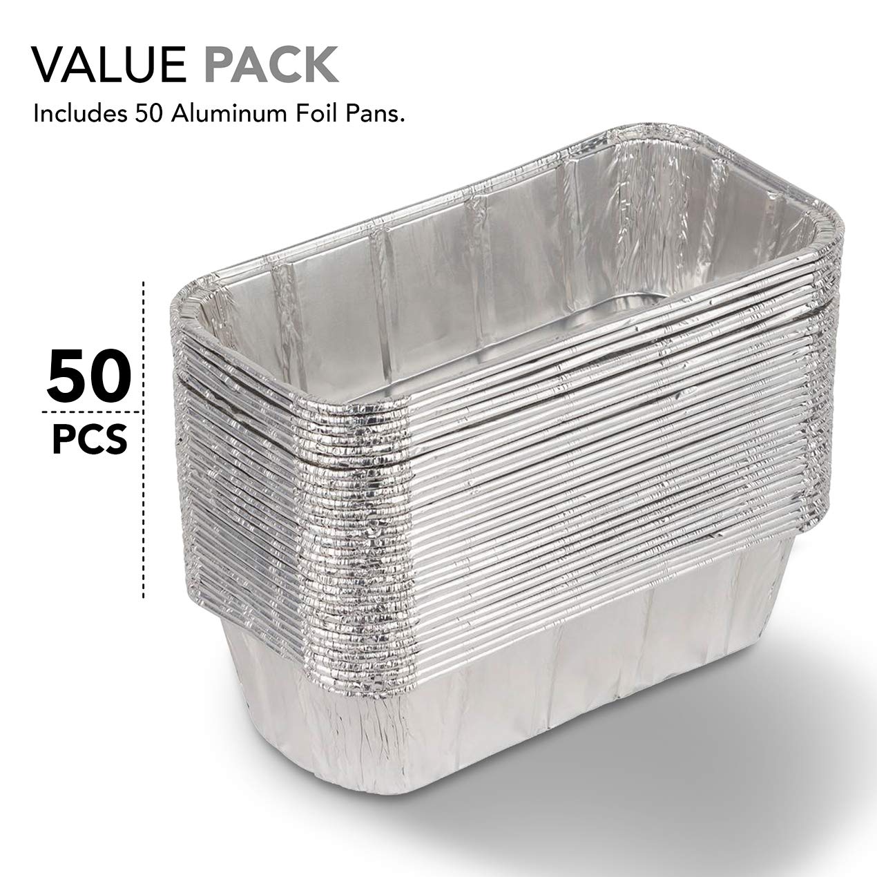 Stock Your Home 1 Lb Aluminum Foil Mini Loaf Pans (50 Pack) Disposable Small Loaf Pan - 1 Pound Baking Tin Liners, Perfect To Ba