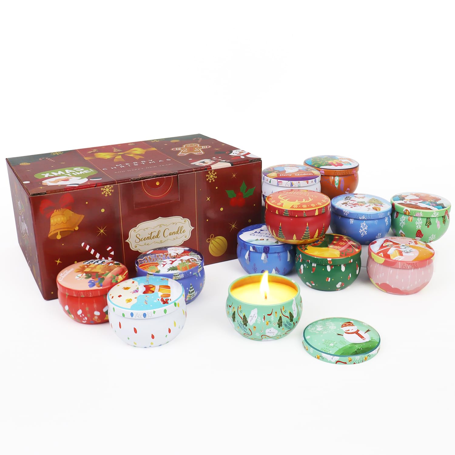 12 PCS Christmas Scented Candles, 2.5OZ Jar Candles, 12 Christmas Fragrances Candle Set for Women, Mom, Grandma, Godmother, Cowo