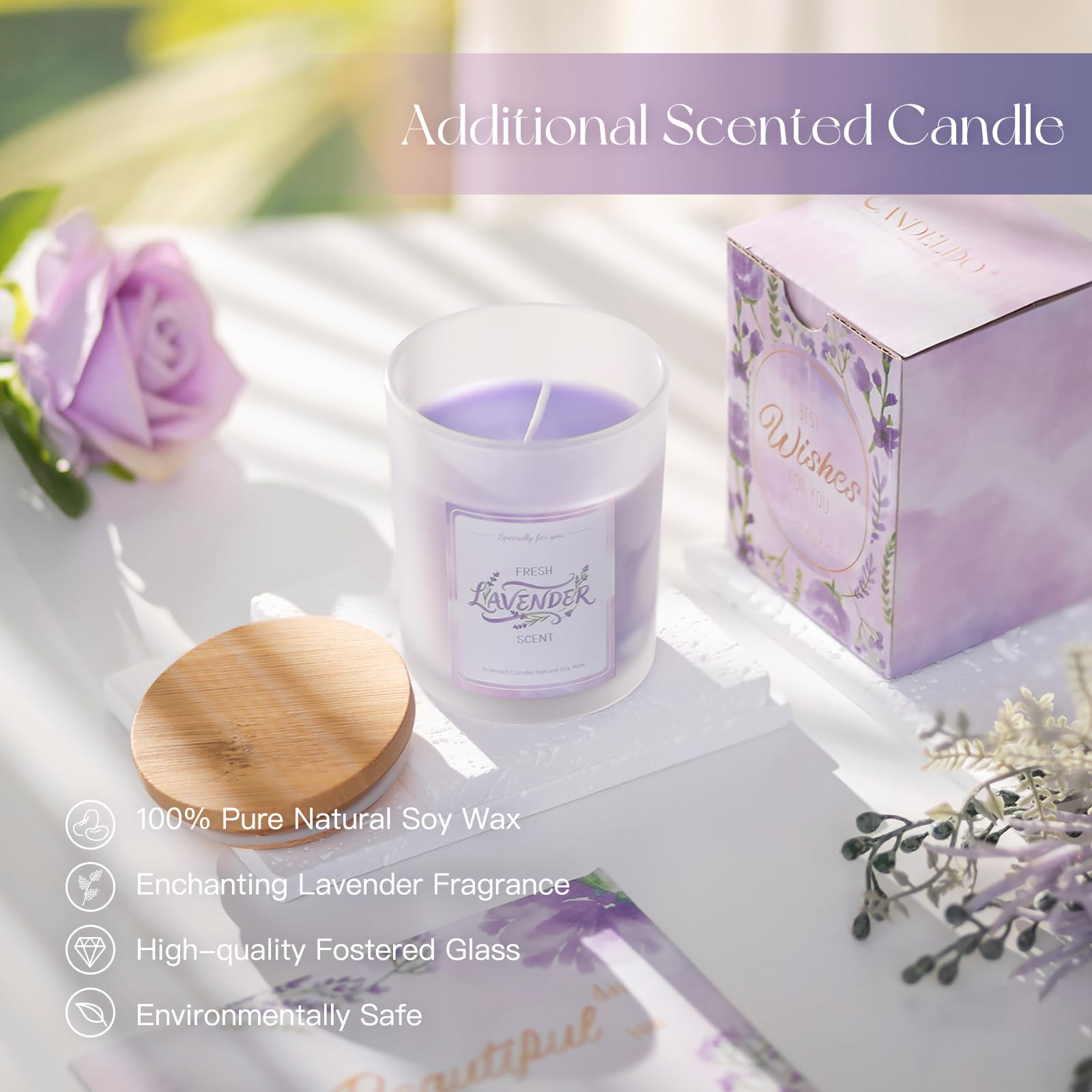 Candeldo Mom Birthday Gifts for Women: Purple Flower Candle Warmer Lamp with Scented Candles Dimmable Wax Warmer with Timer Mom