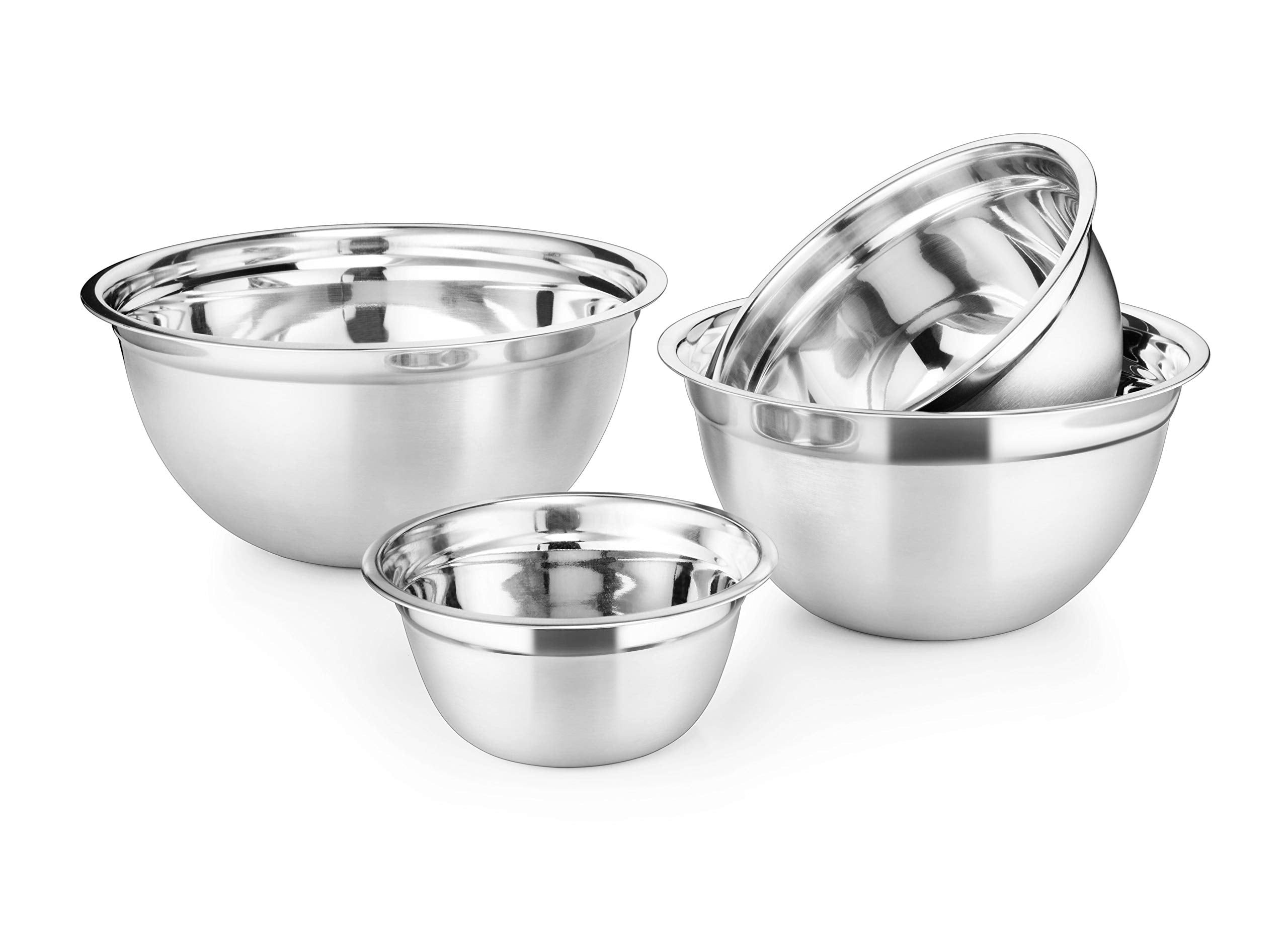 Avador Premium Stainless Steel Mixing Bowls, Set Of 4 Brushed Stainless Steel Mixing Bowl Set, Easy To Clean, Space Saving, Grea