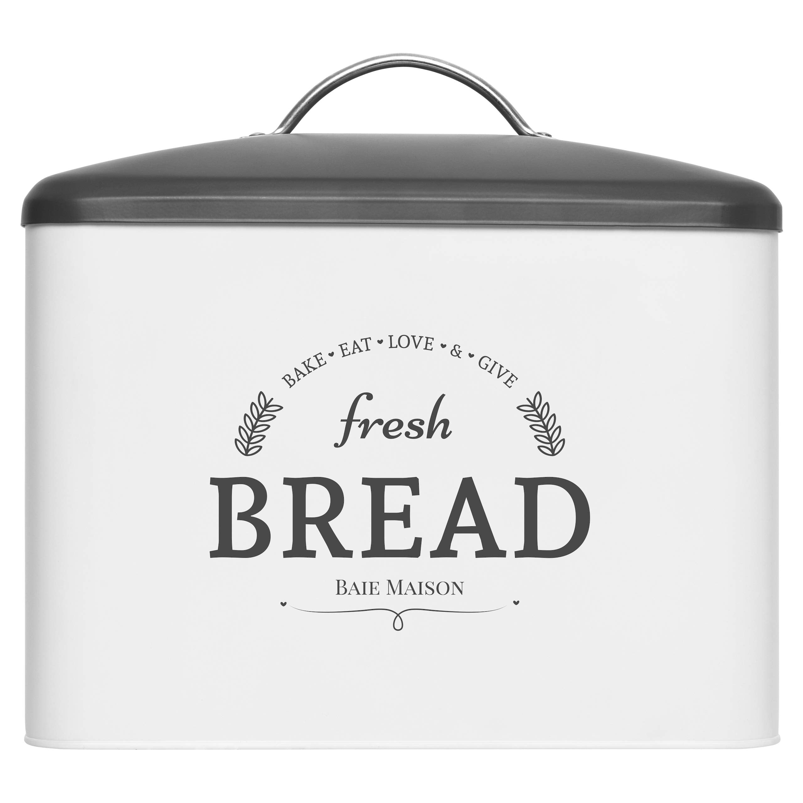 Extra Large White Farmhouse Bread Box for Kitchen Countertop - Breadbox Holder Fits 2+ Loaves - Bread Storage Container Bin - Ru