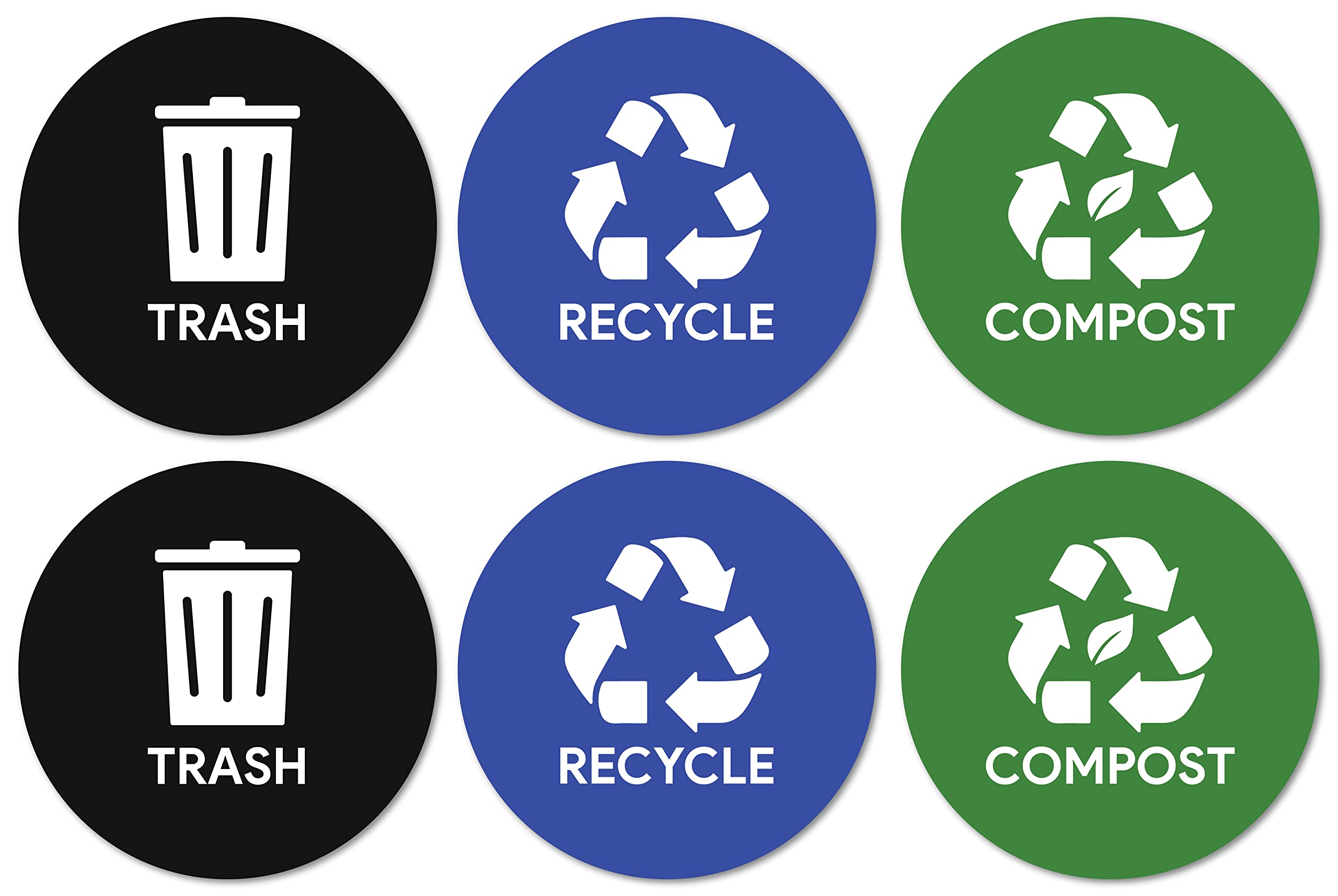 Trash Compost Recycle Stickers For Trash Can 6Pcs | Weatherproof Indoor Outdoor Waste Management Decal Label Signs For Garbage C
