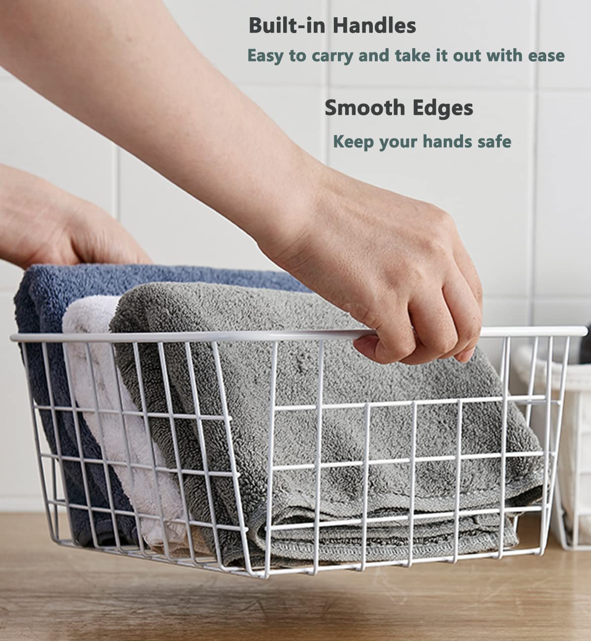 Losyhu 4 Pack White Wire Baskets For Organizing Office Wire Storage Baskets Wire Baskets White Metal Storage Baskets For Pantry