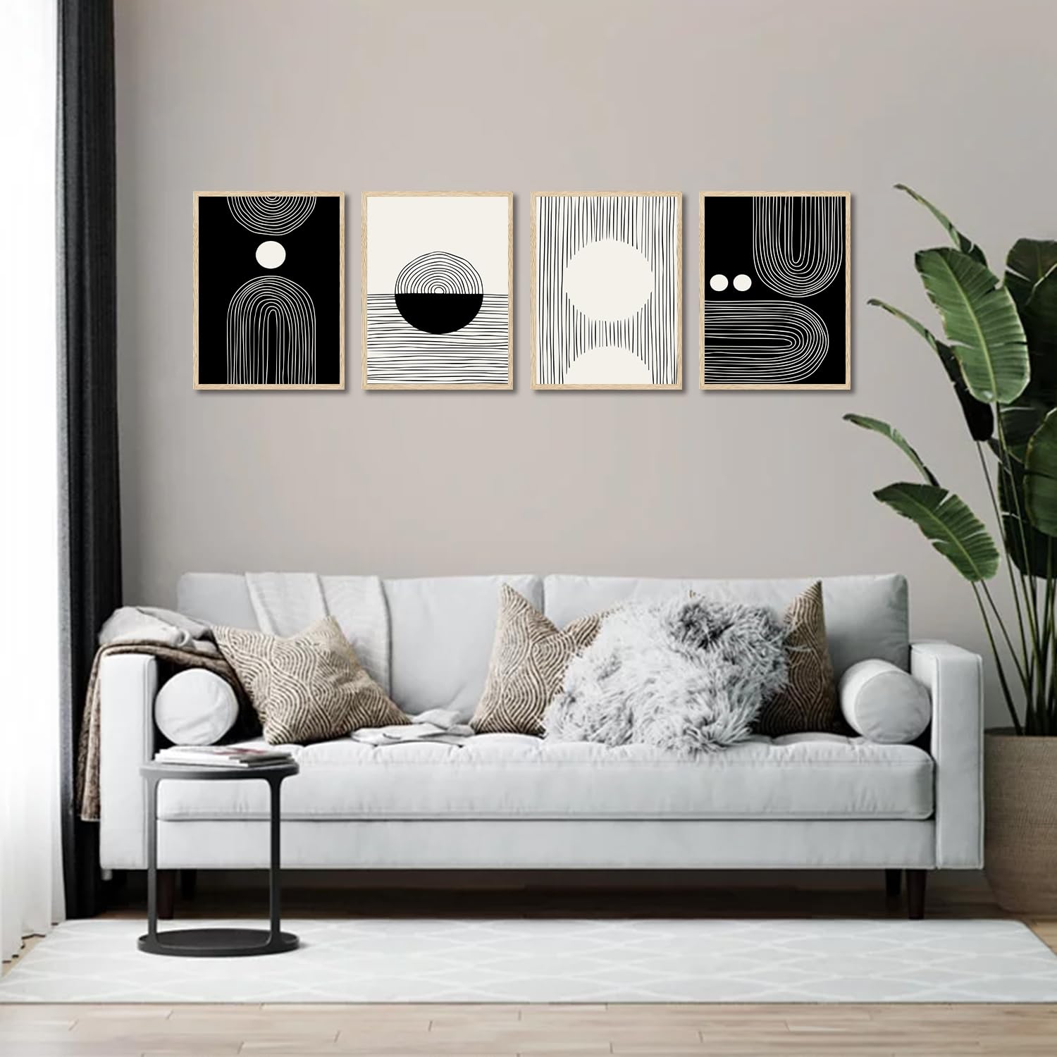 Dazzlewall Boho Black And White Wall Decor Poster Abstract Geometric Line Wall Poster For Bedroom Living Room Decor 12X16 In Unf