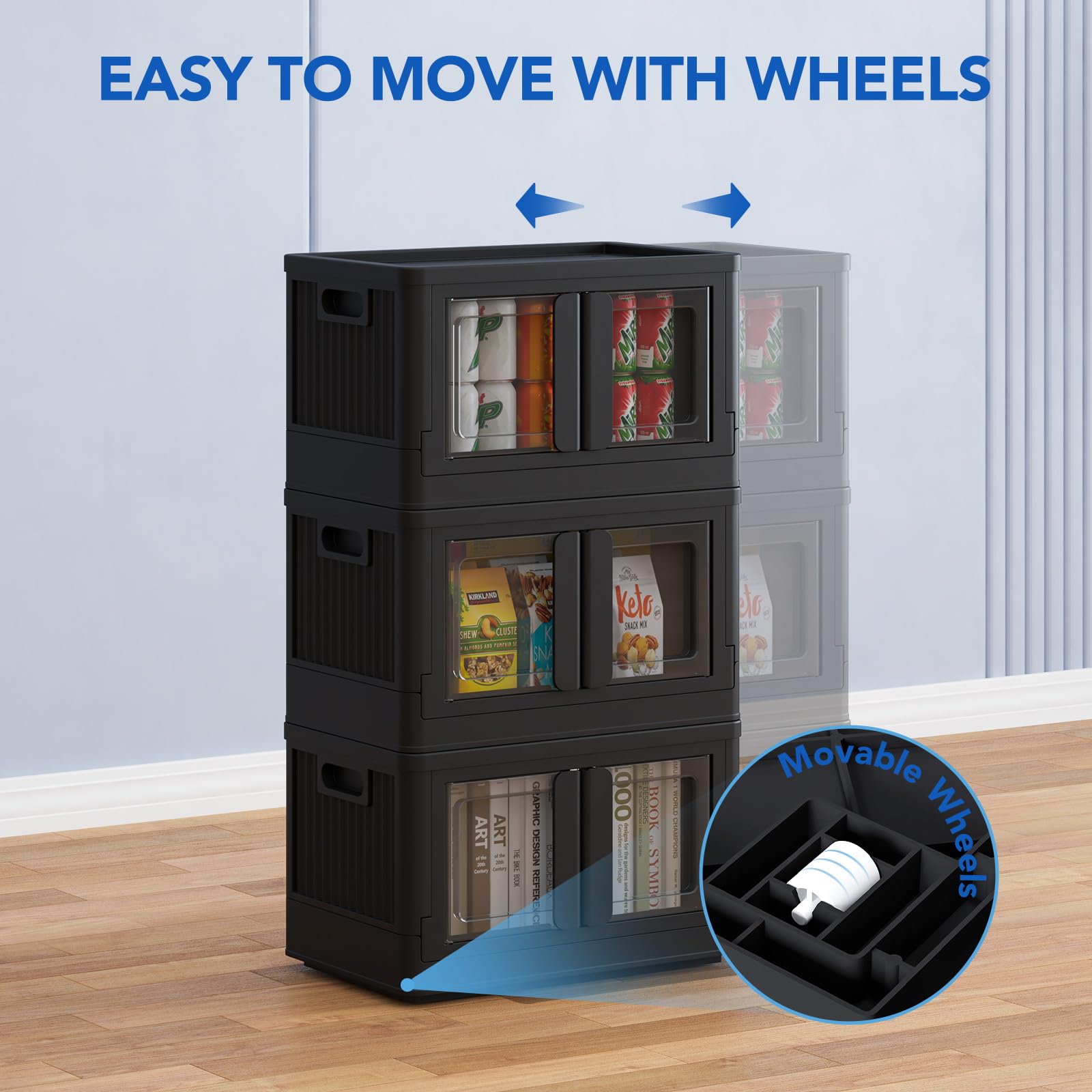 Fleximounts Stackable Storage Bins With Lids, Collapsible Plastic Storage Bins, 110 Qt-3 Pack Closet Organizers And Storage Cont