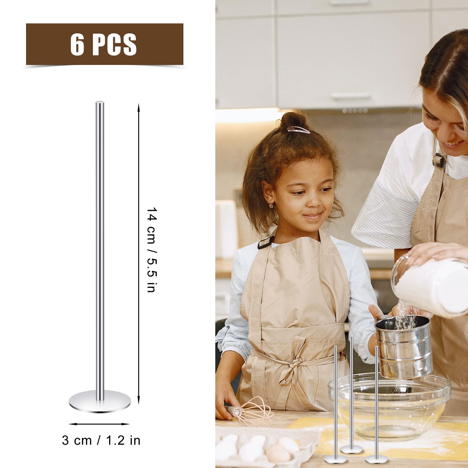 Aiex 6Pcs Cake Heating Core, 5.5 Inch Stainless Steel Cake Heating Core Rod Cake Heating Pins Sliver Heating Rod For Baking Cake