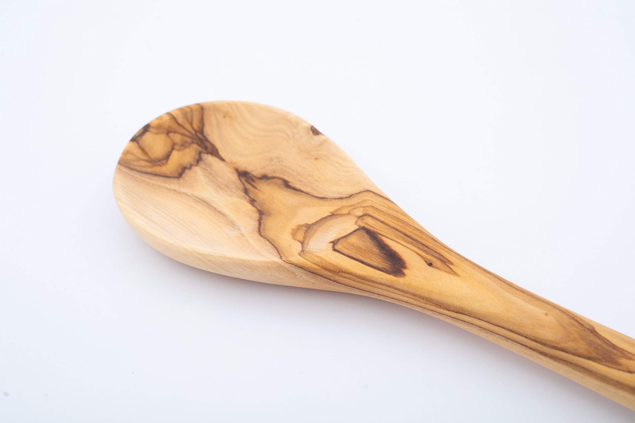 Handcrafted Olive Wood Cooking Spoon & Spatula (10 Inch Set Of 2 Pieces) Carved By Talented Artists In Bethlehem, Practical Wood