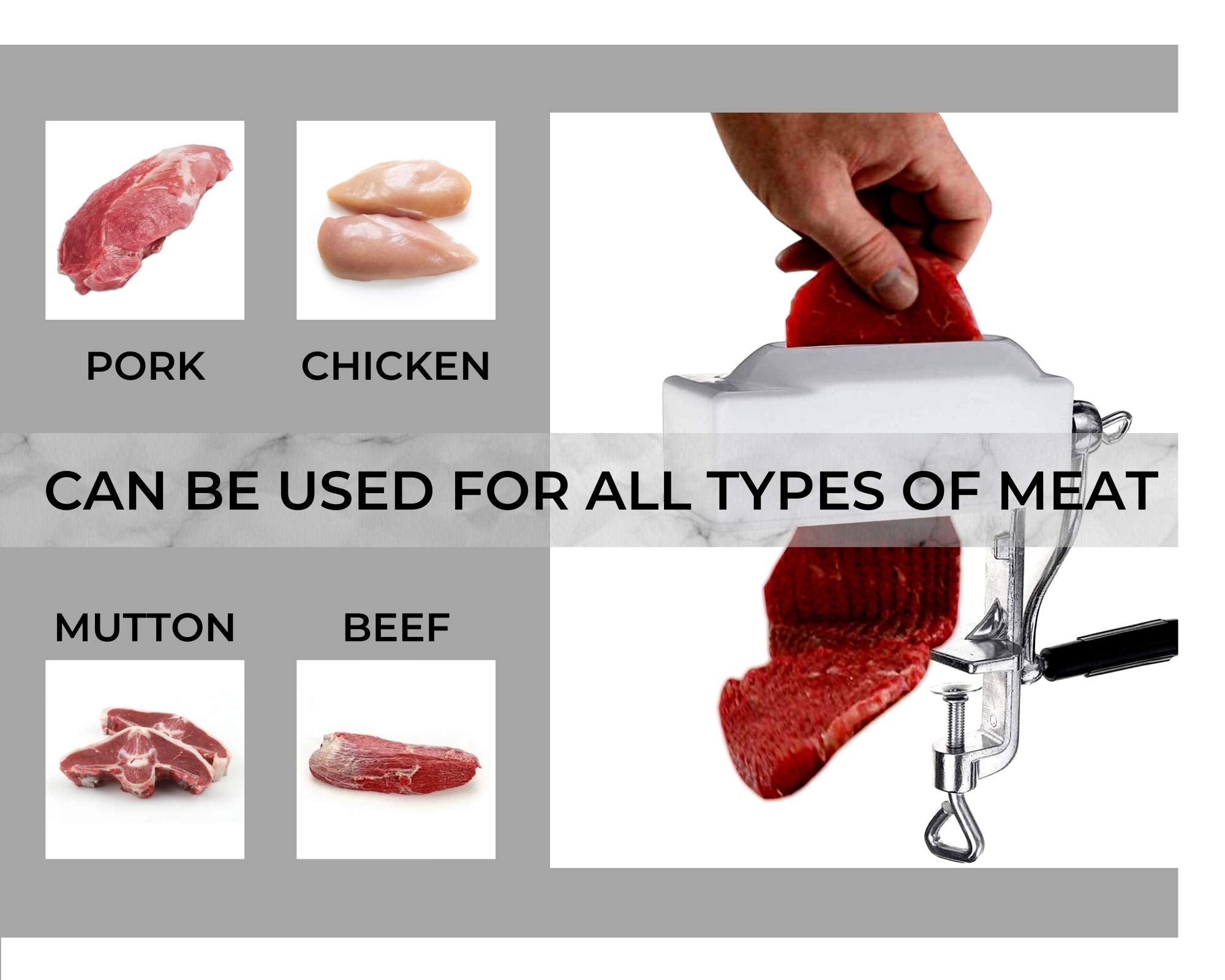 Commercial Meat Tenderizer Cuber Heavy Duty Steak Flatten Tool Meat Tenderizer Tool Meat Grinder Attachment Clamp-On Meat Tender