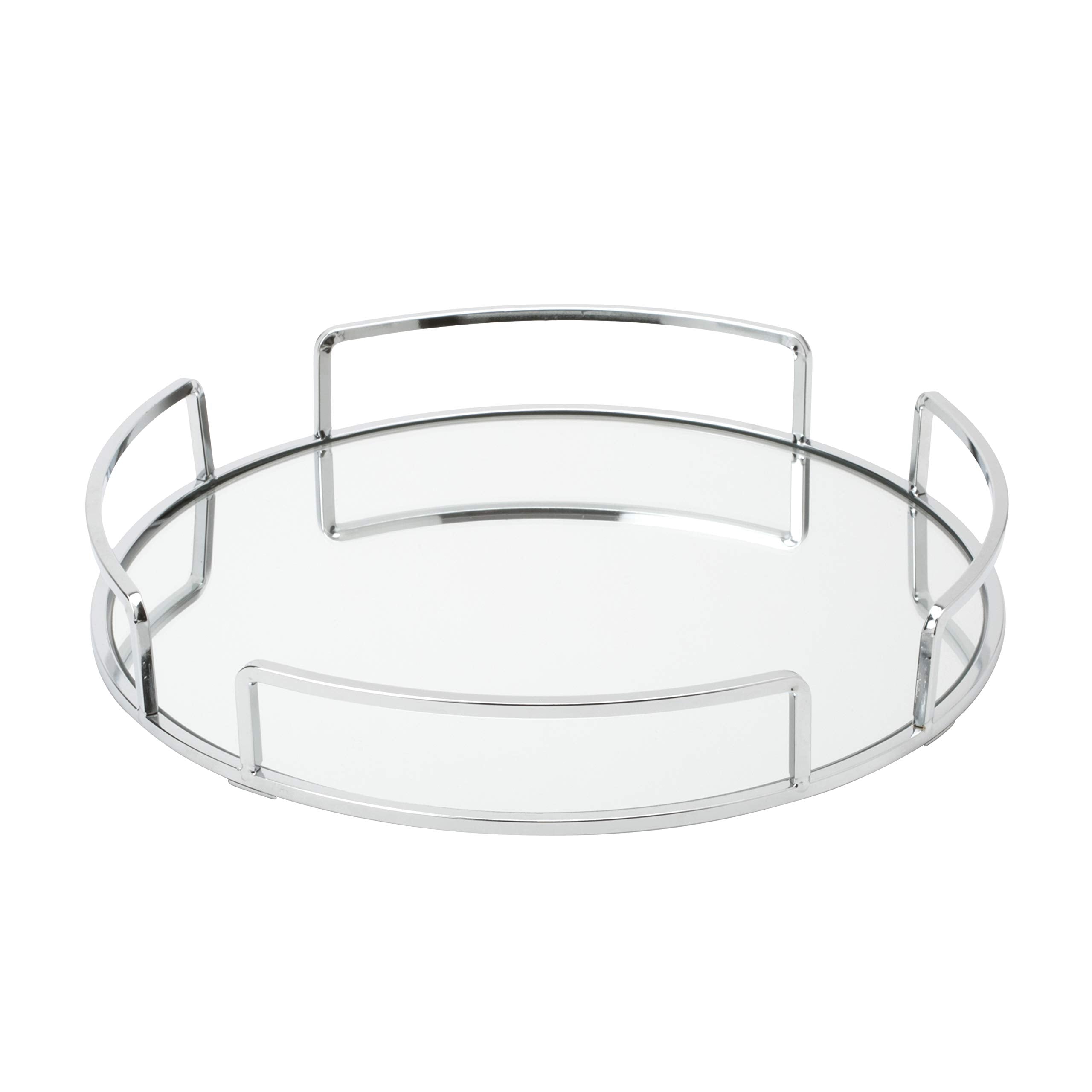 Home Details Mirrored Vanity Tray | Dimensions : 12.99 L x 12.99 W x 2.05 H | Glass Base | Great for Cosmetics | Jewelry | Toile
