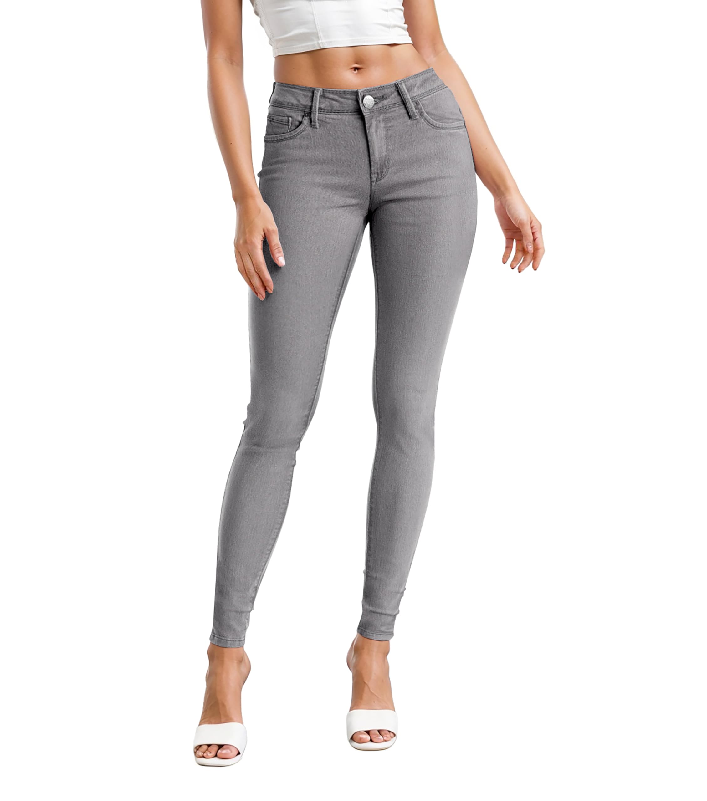 Hybrid  Company Womens Super Comfy Stretch Denim 5 Pocket Jean P22882Sk Grey 5